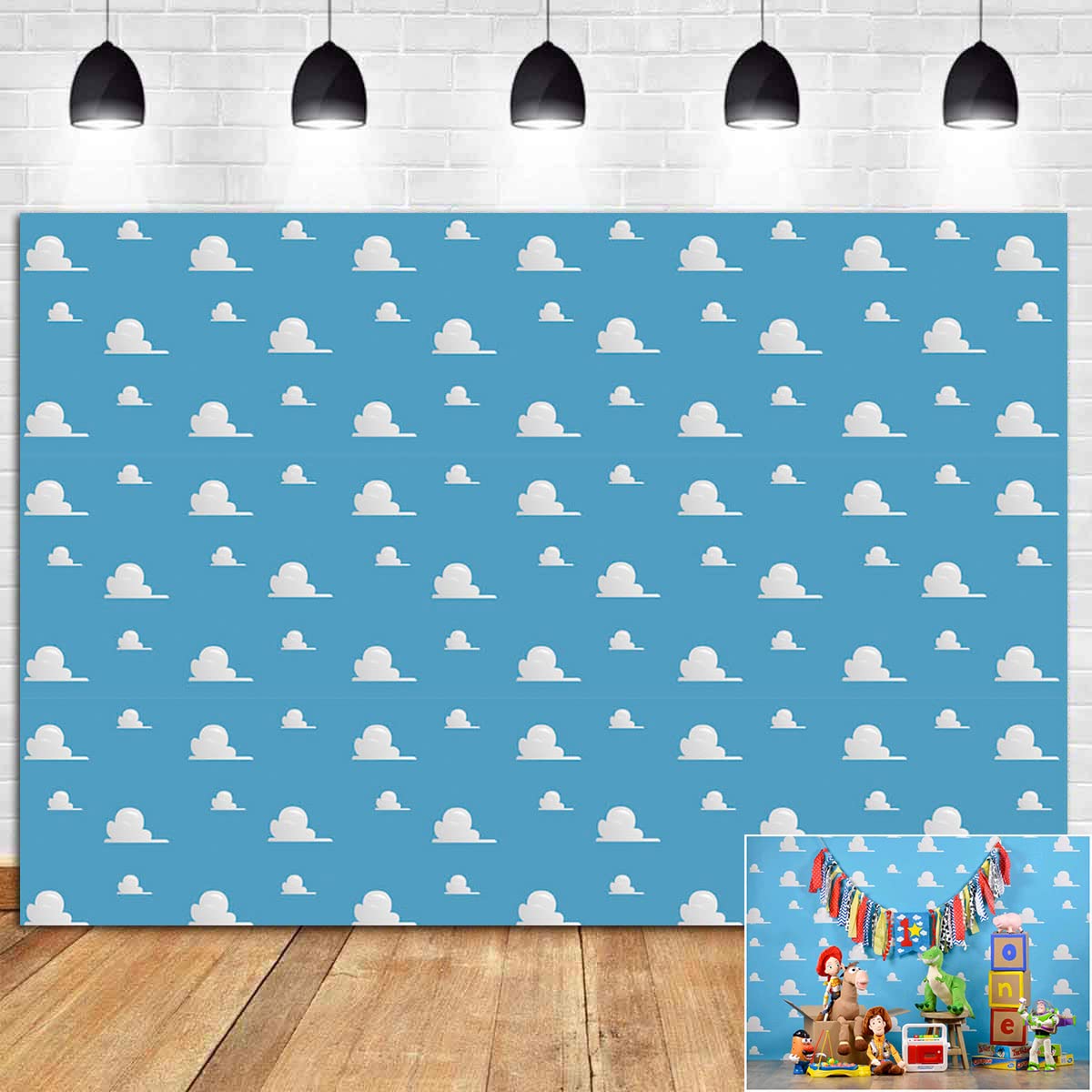 Blue Sky White Cloud Photography Backdrop - 8x6ft Vinyl Photo Studio Background for Newborn Baby Showers, Cartoon Themed Birthday Parties, Cake Table Decorations - Perfect for Kids' Storytime, Baby Shower Decor & Studio Props
