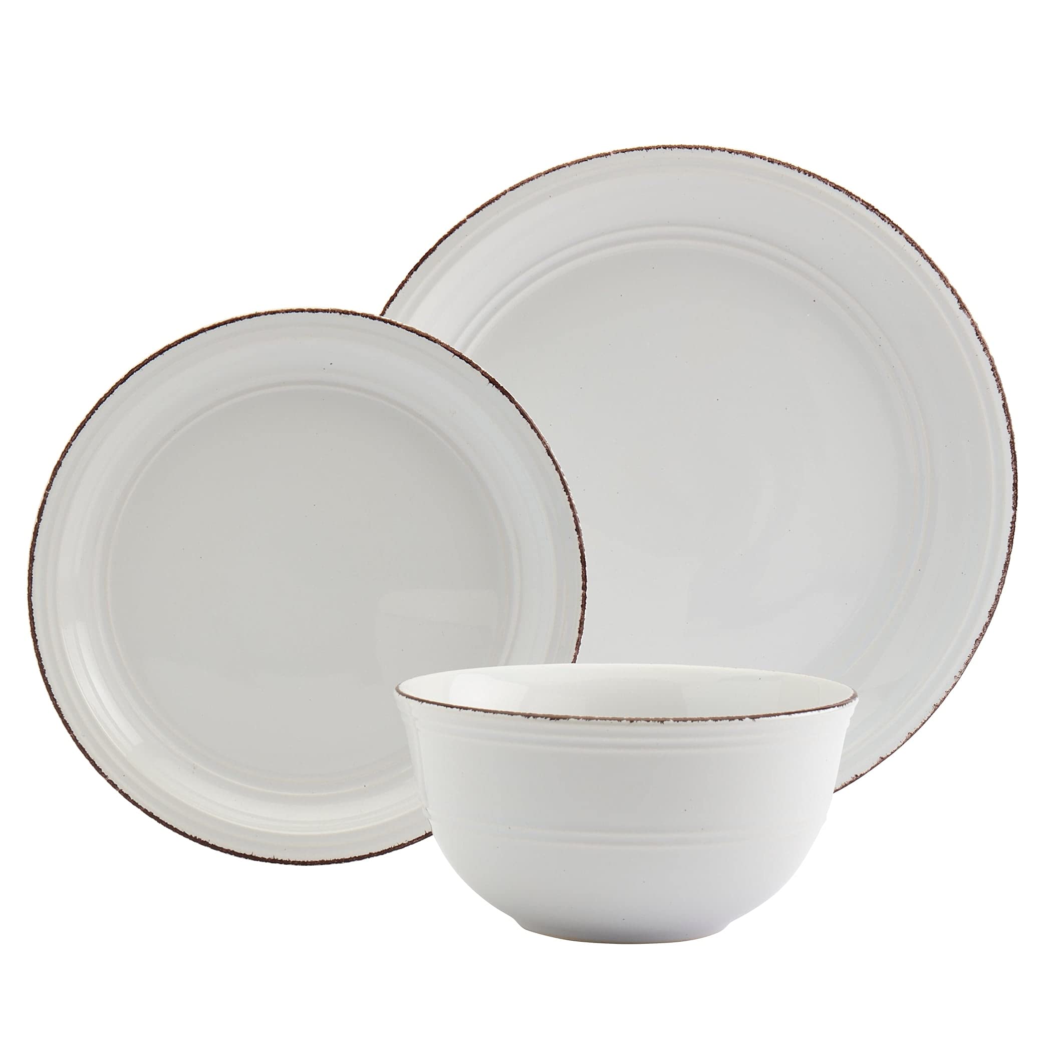 12-Piece White Farmhouse Dinnerware Set - Solid Round Ceramic Plates, Bowls & Mugs - Microwave Safe - Perfect for Family Dinners, Holiday Gatherings & Rustic Kitchen Decor