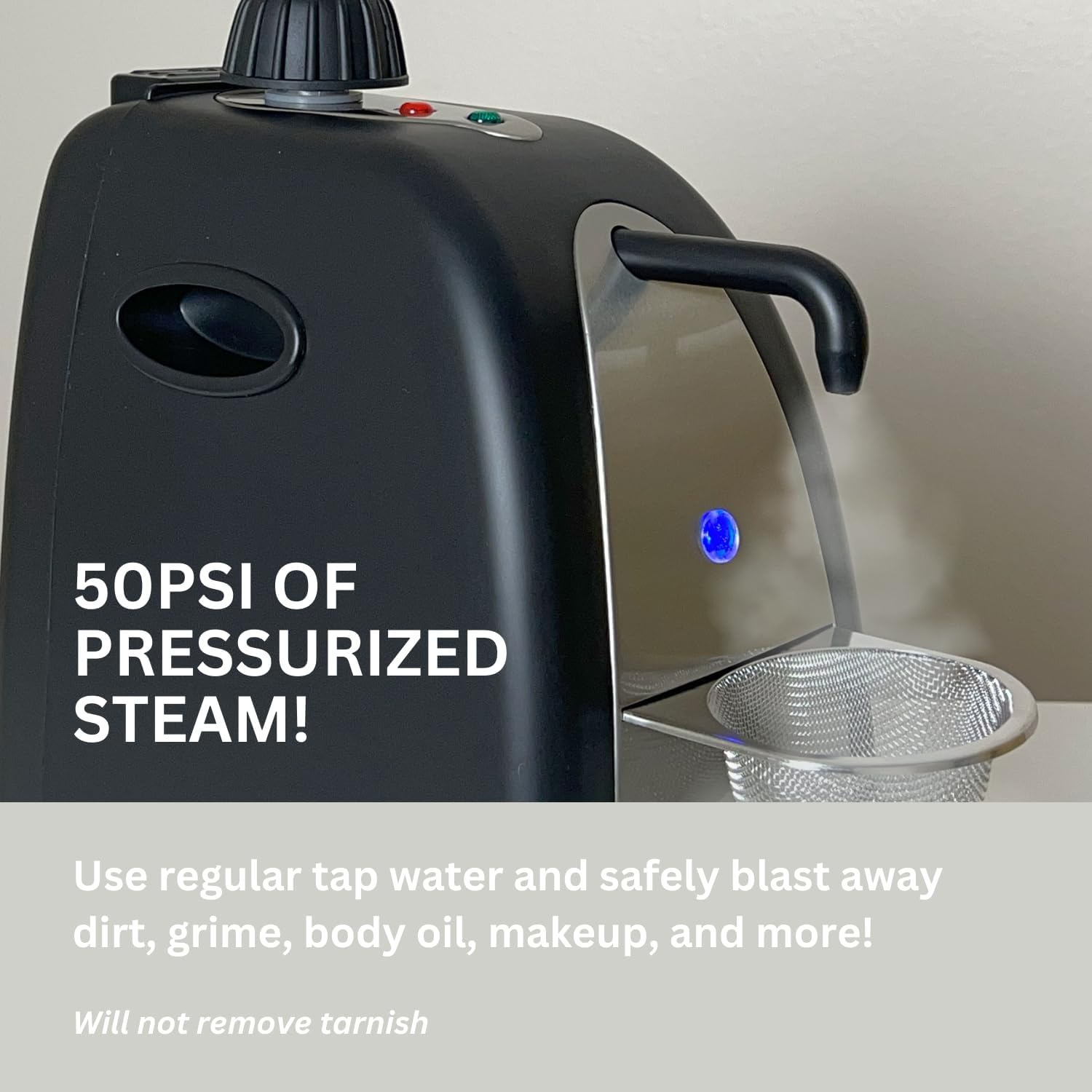 GemOro Professional Jewelry Steam Cleaner for Rings, Watches, Glasses & Earrings - Black Diamond Brilliant Spa Personal Jewelry Cleaner Machine (Matte Black) | Perfect for Home, Travel & Jewelry Store Cleaning