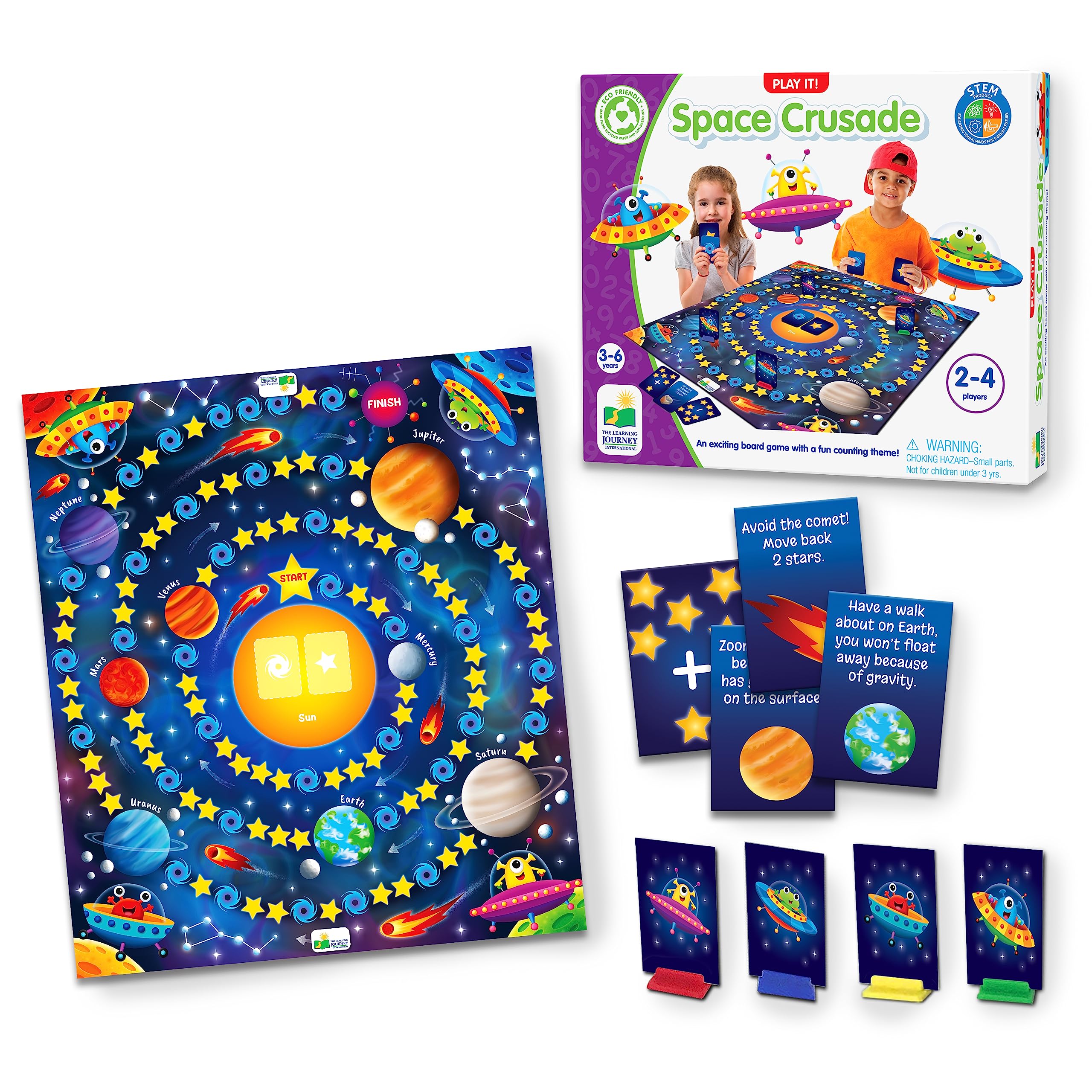 Play It! Outer Space Board Game for Kids 3-6 - STEM Learning Toy for Toddlers - Family Game Night Fun