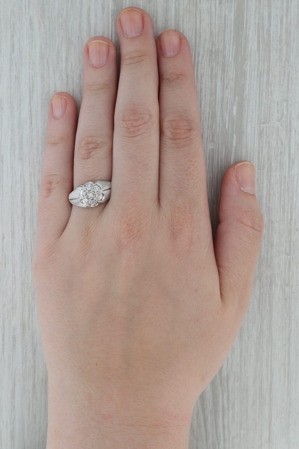 0.12ctw Diamond Cluster Ring in 10k White Gold - Belcher Setting - Size 11.25 - Men's Wedding Band, Anniversary Gift, Promise Ring for Him - Perfect for Proposals, Engagements & Special Occasions