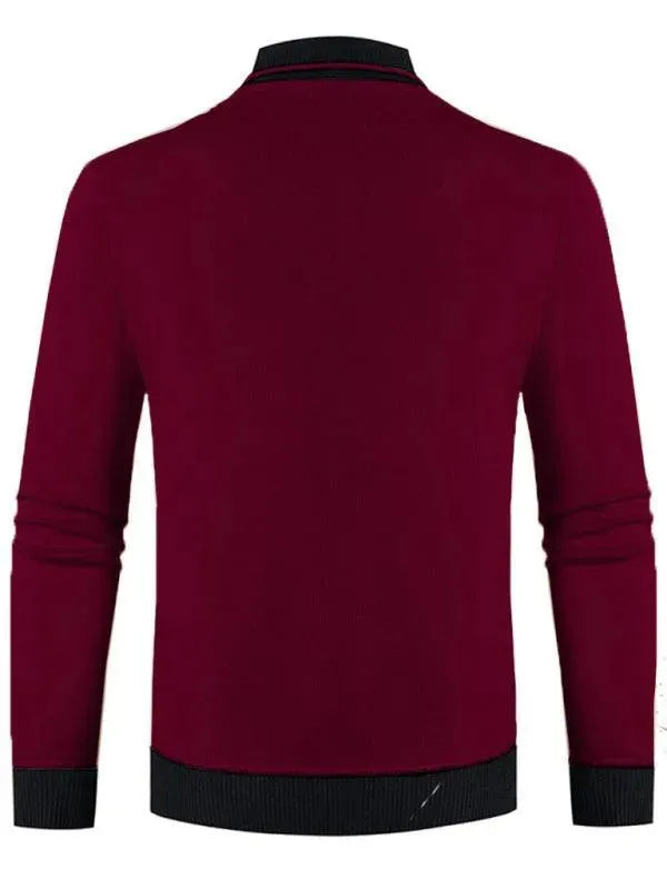 Men's Slim Fit Turtleneck V-Neck Sweater - Soft & Warm Knit Pullover for Casual Wear, Office & Winter Outfits