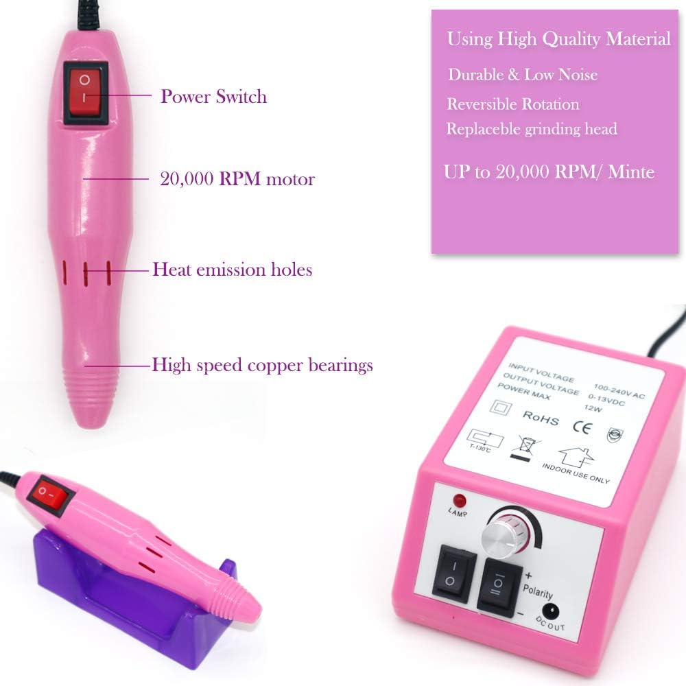 NAILWIND Professional Nail Drill Machine 20000 RPM - Electric Nail File Kit for Acrylic & Gel Nails, Manicure Pedicure Set with Nail Art Polisher | Perfect for Home Salon, DIY Nail Care & Professional Nail Technicians