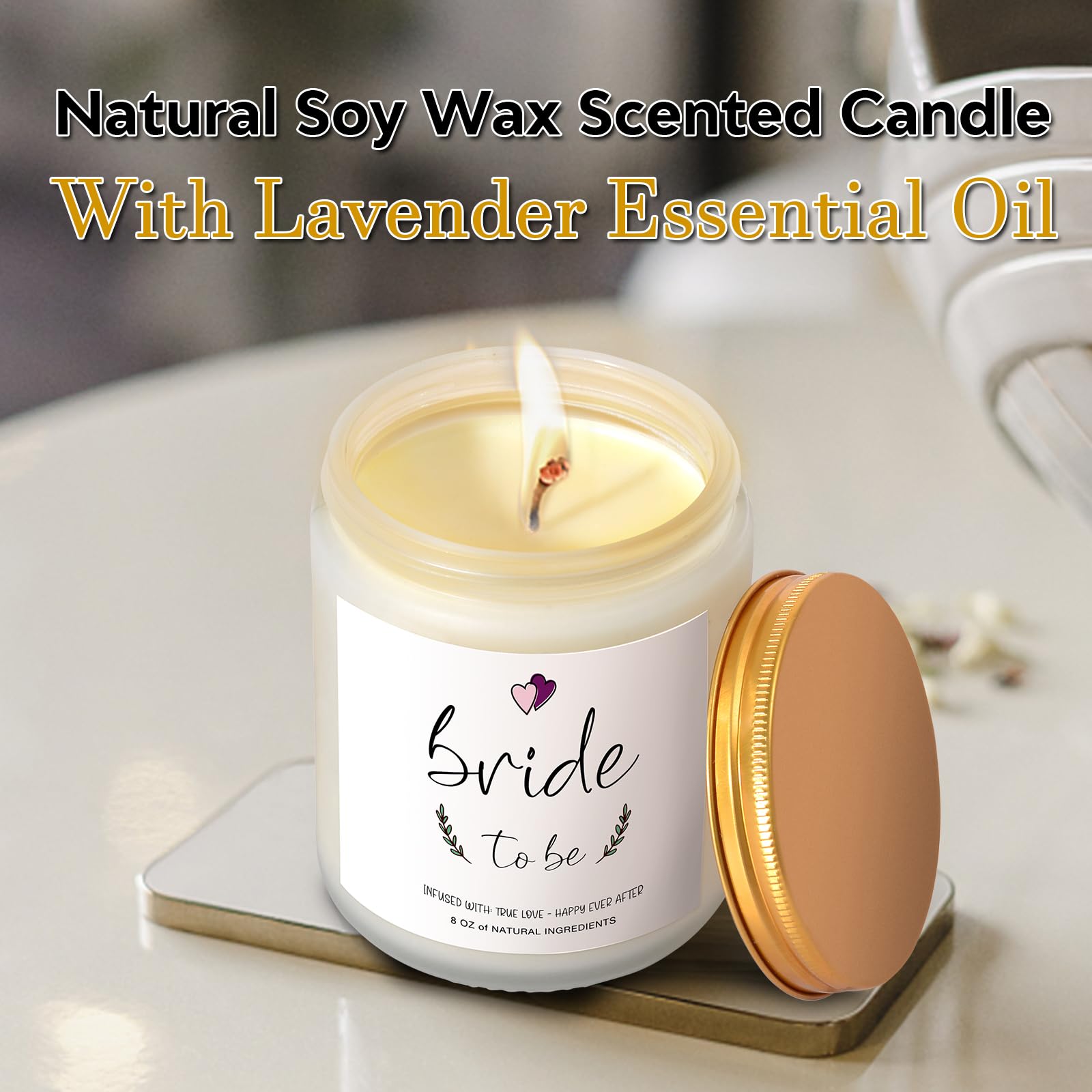 Elegant Bridal Shower Gifts for Bride to Be - Romantic Scented Candle for Engagement & Bachelorette Parties - Perfect for Wedding Showers, Bridal Luncheons & Newlywed Home Decor