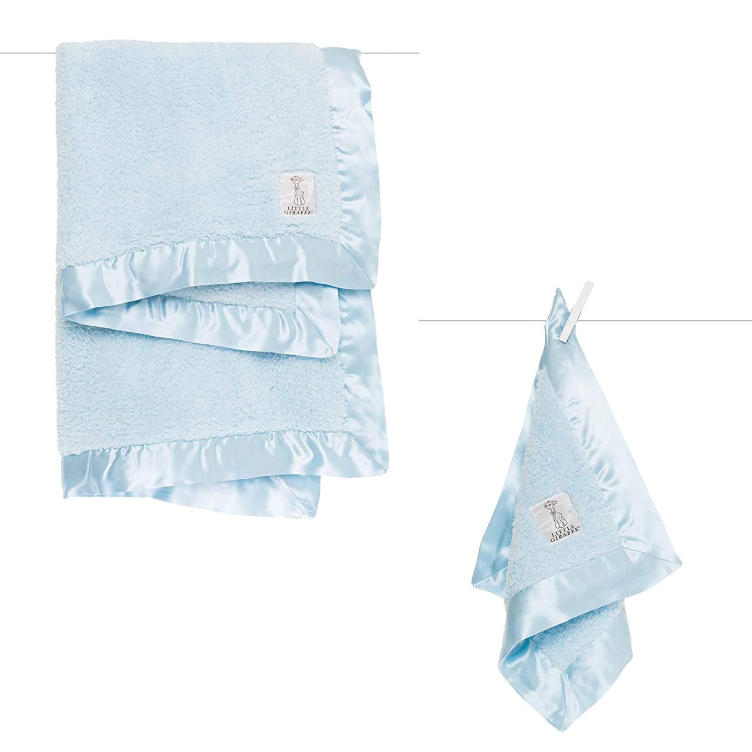 Little Giraffe Baby Gift Set - Soft Chenille Blanket & Stroller Blanket for Newborns (Blue) | Perfect Baby Shower Gift & Nursery Essential