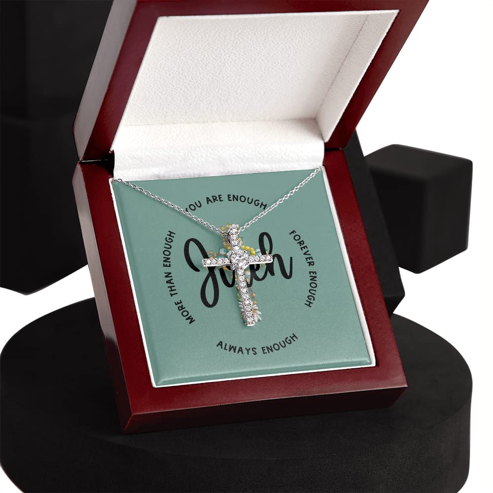Jireh You Are Enough Cross Necklace for Girls - Baptism & Confirmation Gifts for Teenage Girls - Catholic & Christian Jewelry - Perfect for Church, Weddings & Daily Wear