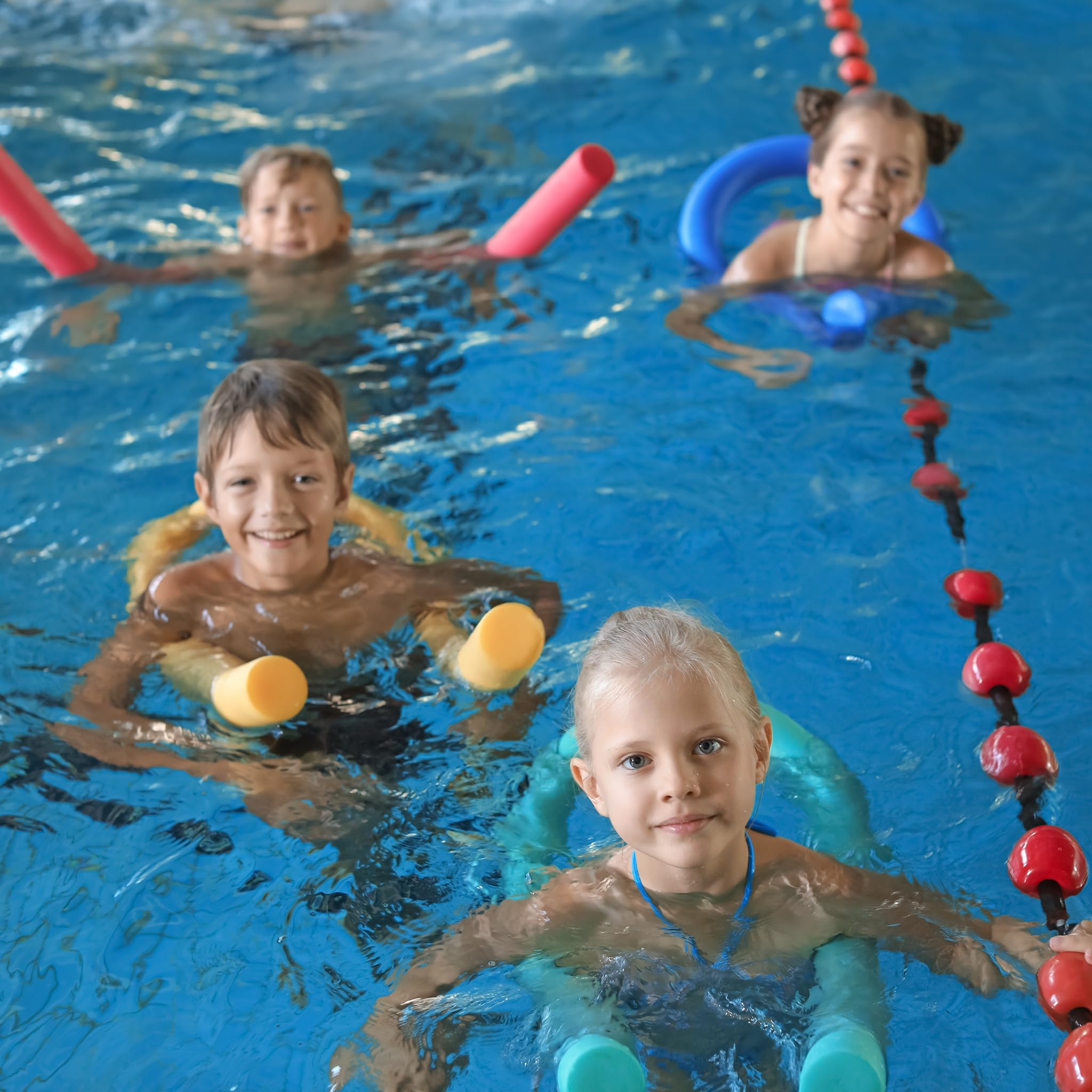 Oodles of Noodles Solid Deluxe Foam Pool Swim Noodles 10 Pack (55 Inch Length) - Perfect for Swimming, Water Aerobics, and Pool Fun