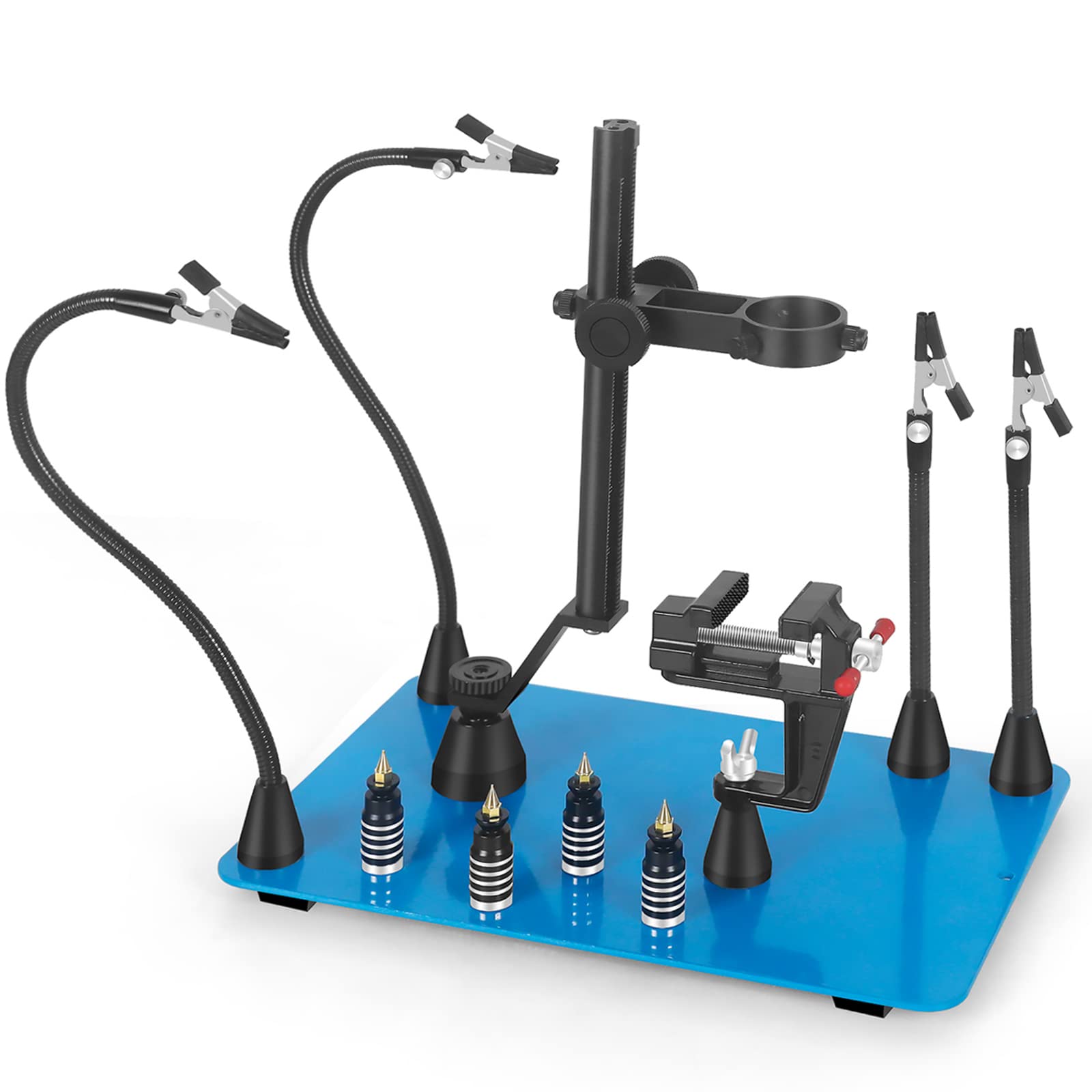Magnetic Soldering Helping Hands with 2-in-1 Heat Gun Holder & Flexible Arms - Third Hand Tool for Welding, PCB Repair, Hobby Crafts - Perfect for Electronics Workbench & DIY Projects
