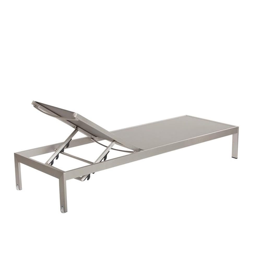 2-Piece Aluminum Patio Lounger Set with Side Table in Gray - Outdoor Furniture for Poolside, Garden, and Backyard Relaxation