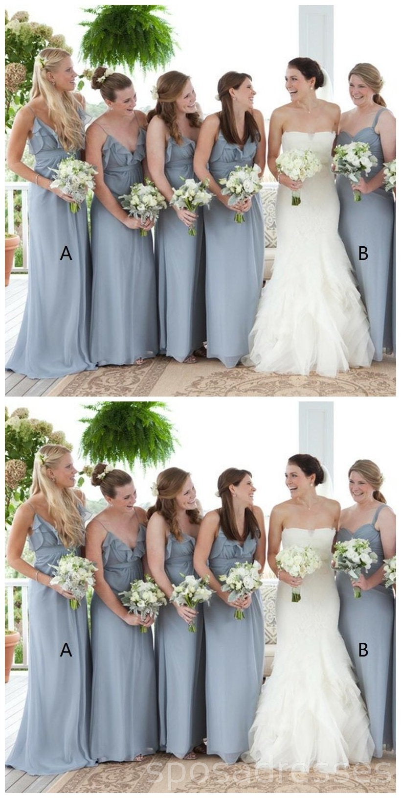 Custom Grey Chiffon V-Neck Bridesmaid Dresses - Elegant & Affordable Wedding Party Gowns (WG214) | Perfect for Formal Events, Bridal Showers & Evening Occasions