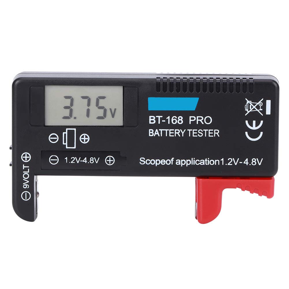 Walfront BT-168PRO Digital LCD Battery Tester - Check Capacity for 1.2V~4.8V & 9V Small/Button Cell Batteries - Perfect for Home, Office & Electronics Repair Shops