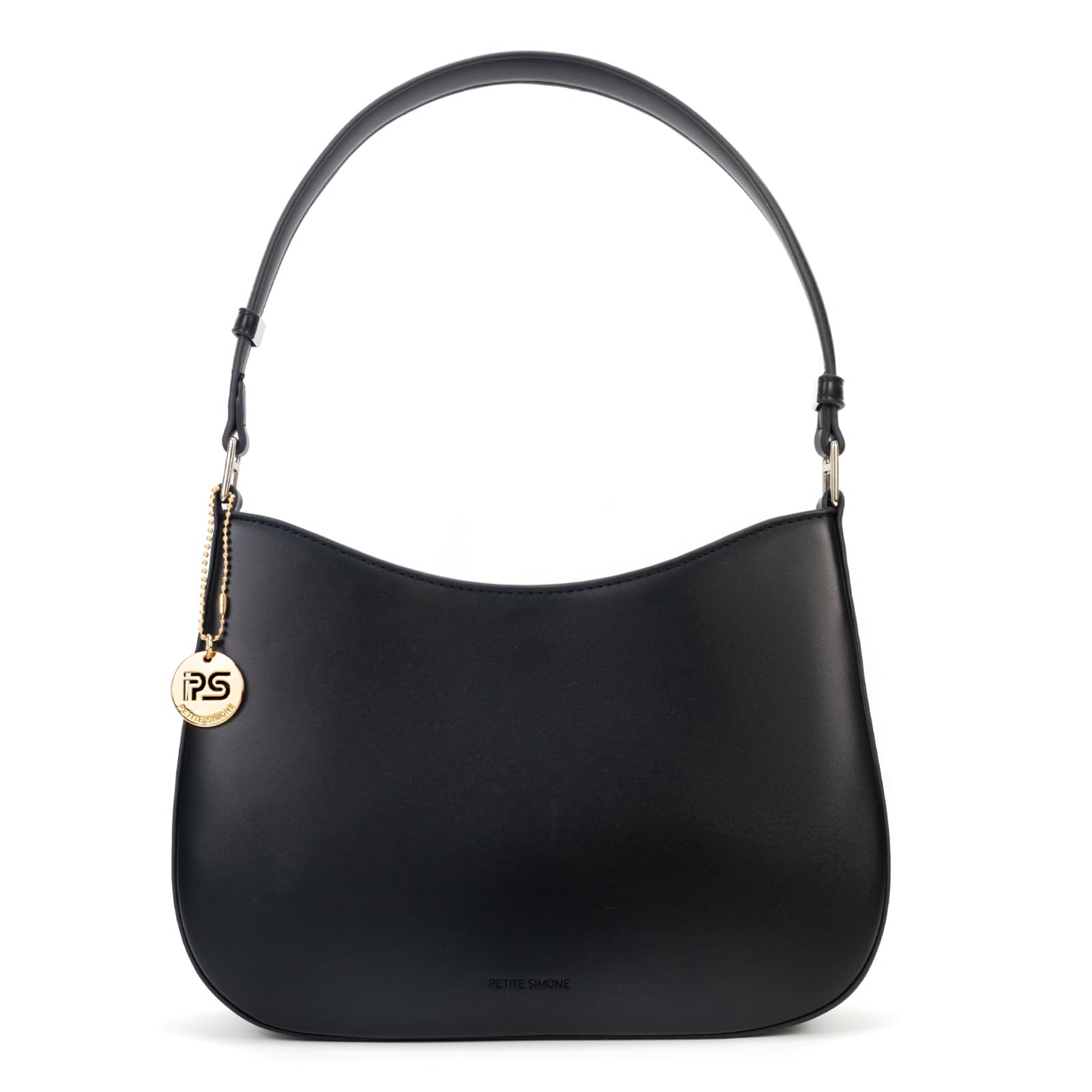 PS PETITE SIMONE Women's Small Shoulder Bag - Black Leather Crossbody Purse for Everyday Use, Work & Travel | Fashionable Handbag for Women