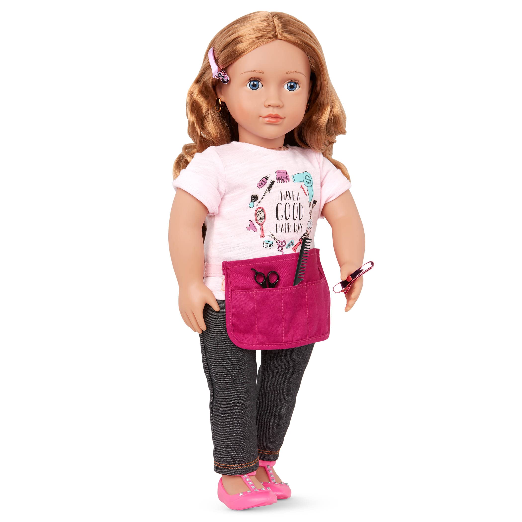 Our Generation Salon Stylist Doll - Sabrina with Rose & Green Outfit | Perfect for Pretend Play, Birthday Gifts & Role-Playing Games