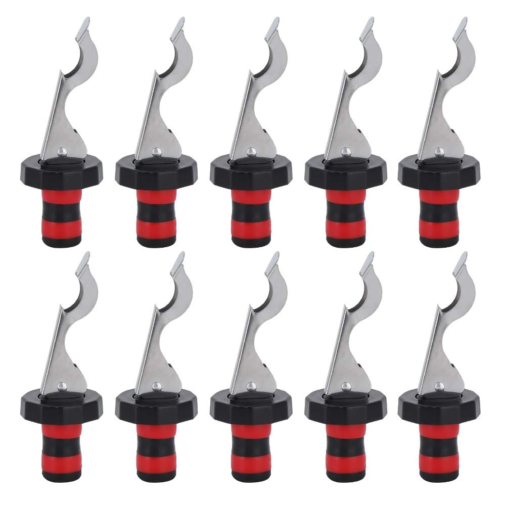 OhhGo 10-Piece Red Bottle Stoppers - Manual Press Wine Corks, Kitchen Accessories & Sealer for Wine, Olive Oil, and Vinegar Bottles - Perfect for Home Bars, Restaurants, and Gifts