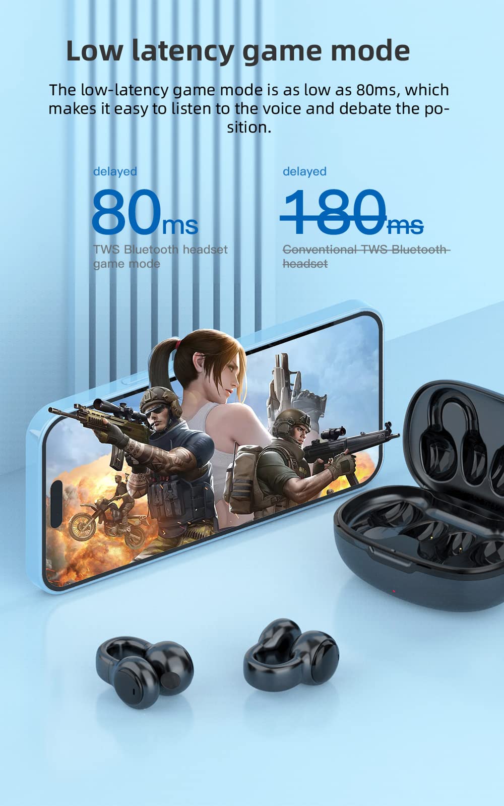 Open Ear Wireless Earbuds for Sports - Bluetooth Headphones for Running, Cycling & Driving | Sweatproof Lightweight Workout Earbuds with Secure Fit | Perfect for Gym, Jogging & Outdoor Activities