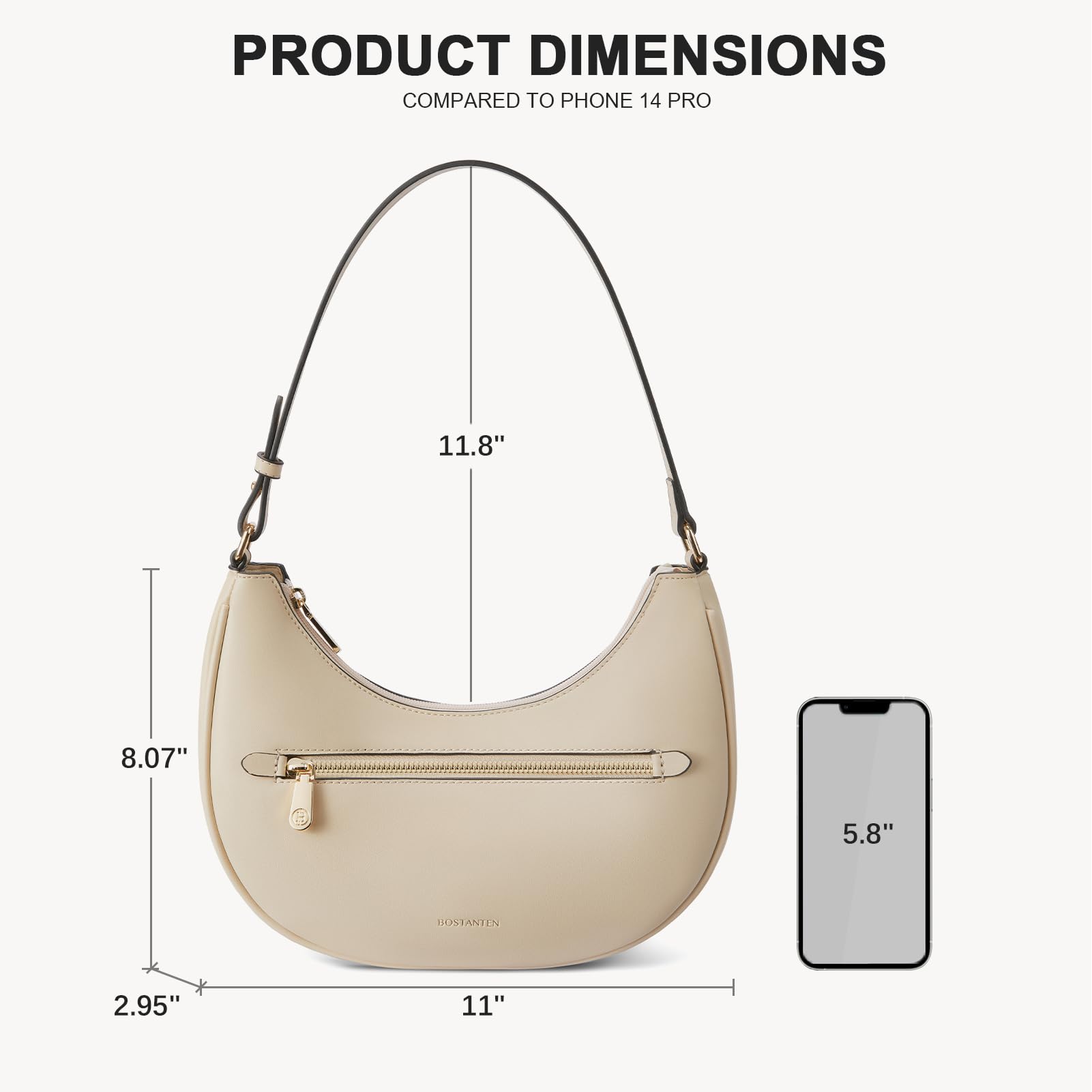 BOSTANTEN Small Crossbody Purse for Women - Trendy Crescent Shoulder Bag Hobo Handbag with Adjustable Strap, Perfect for Everyday Use, Travel, and Date Night