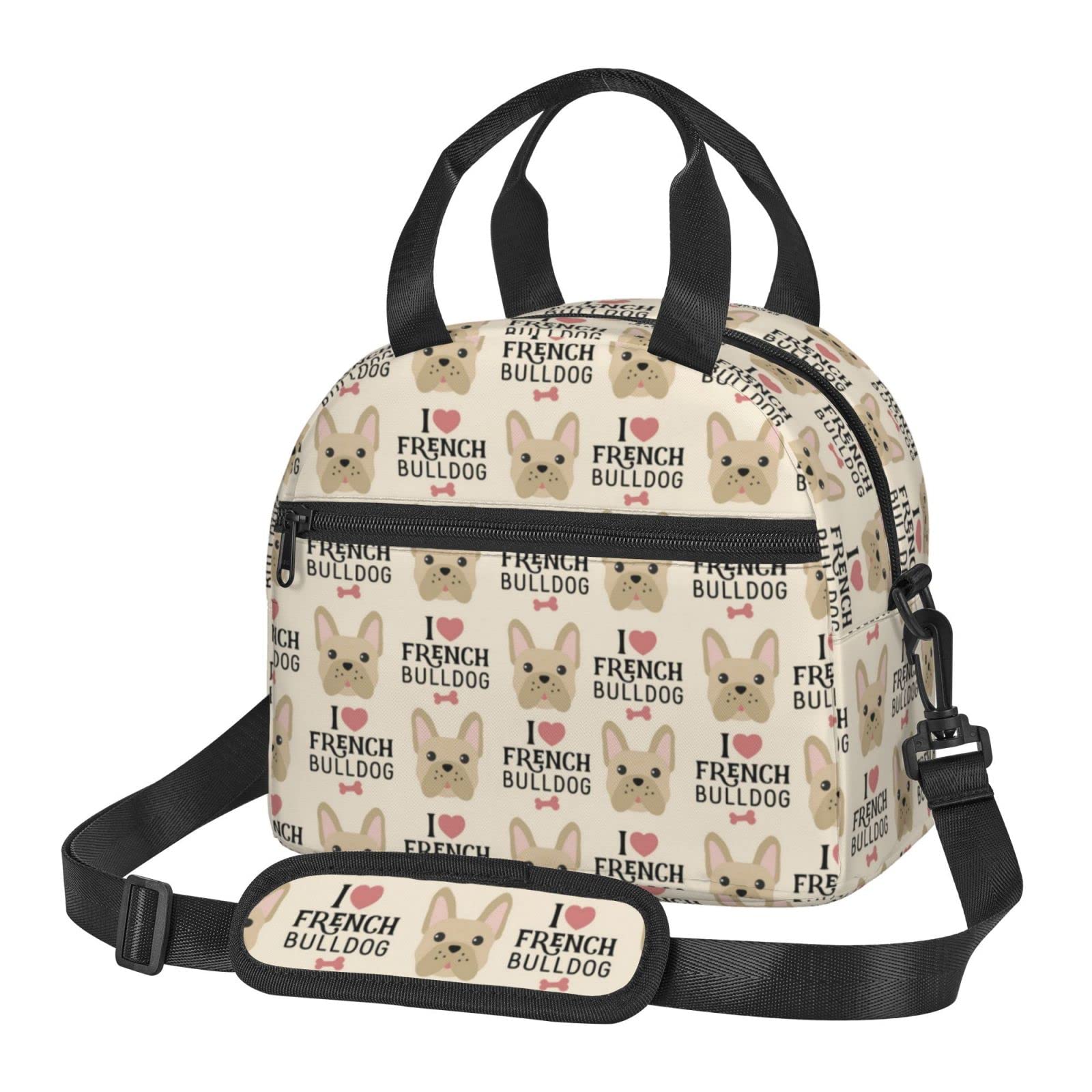 Insulated French Bulldog Lunch Box for Women, Men & Kids - Leakproof Lunch Tote Bag for School, Work, Office & Picnic - Cute Puppy Design Lunch Carrier for Daily Use