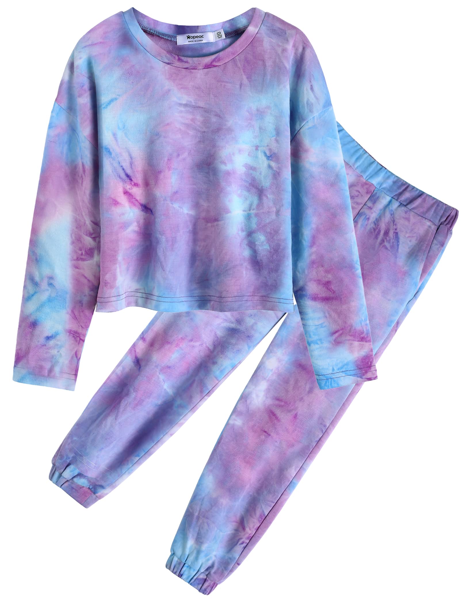 Hopeac Girls' Cute Plaid Hoodie and Jogger Sweatsuit Set - Soft Pullover Sweatshirt & Comfortable Sweatpants Outfit for School, Playdates & Casual Wear