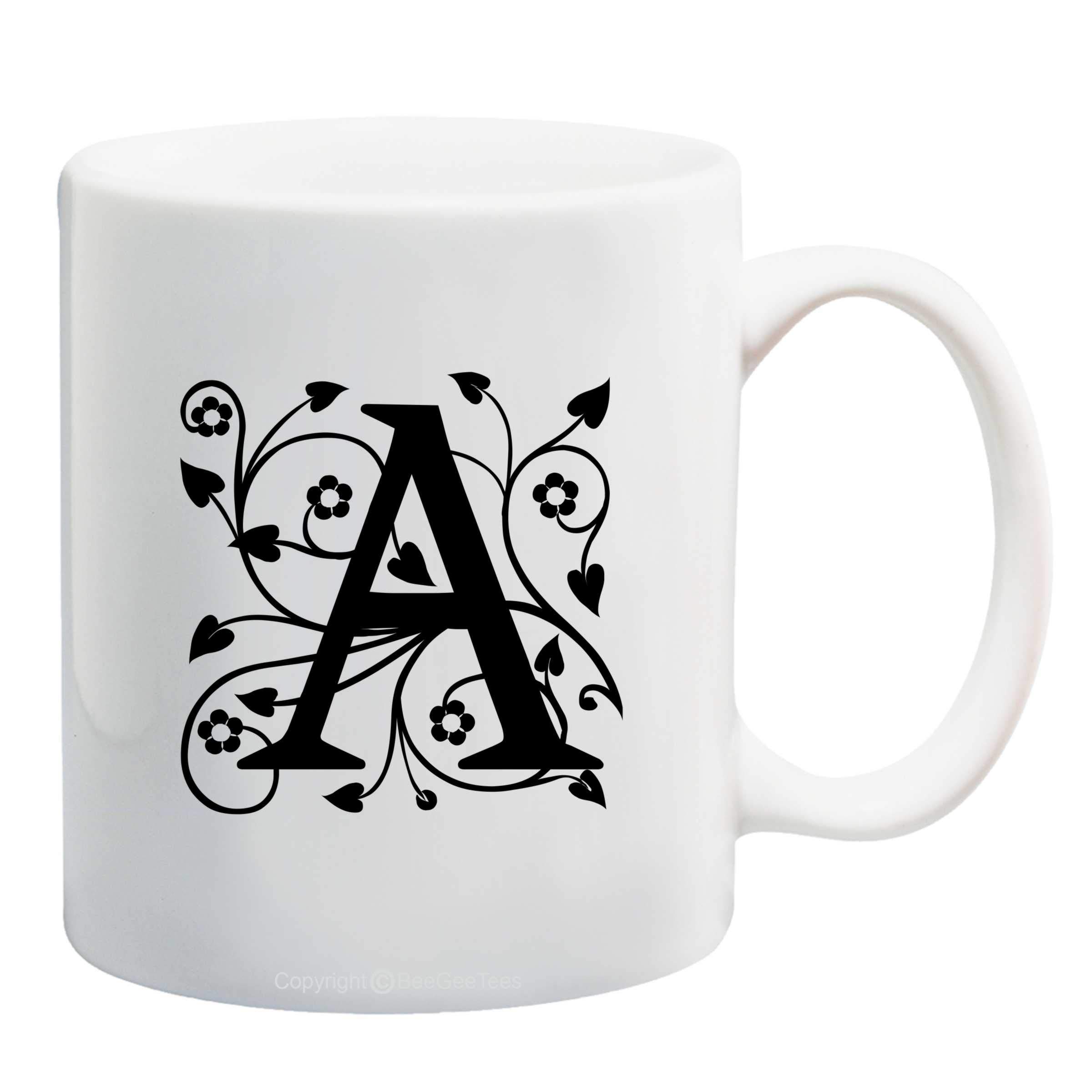 Personalized Monogrammed Alphabet Coffee Mug - 11 oz Ceramic Cup with Letter A - Perfect for Gifts, Office Use & Morning Coffee Rituals