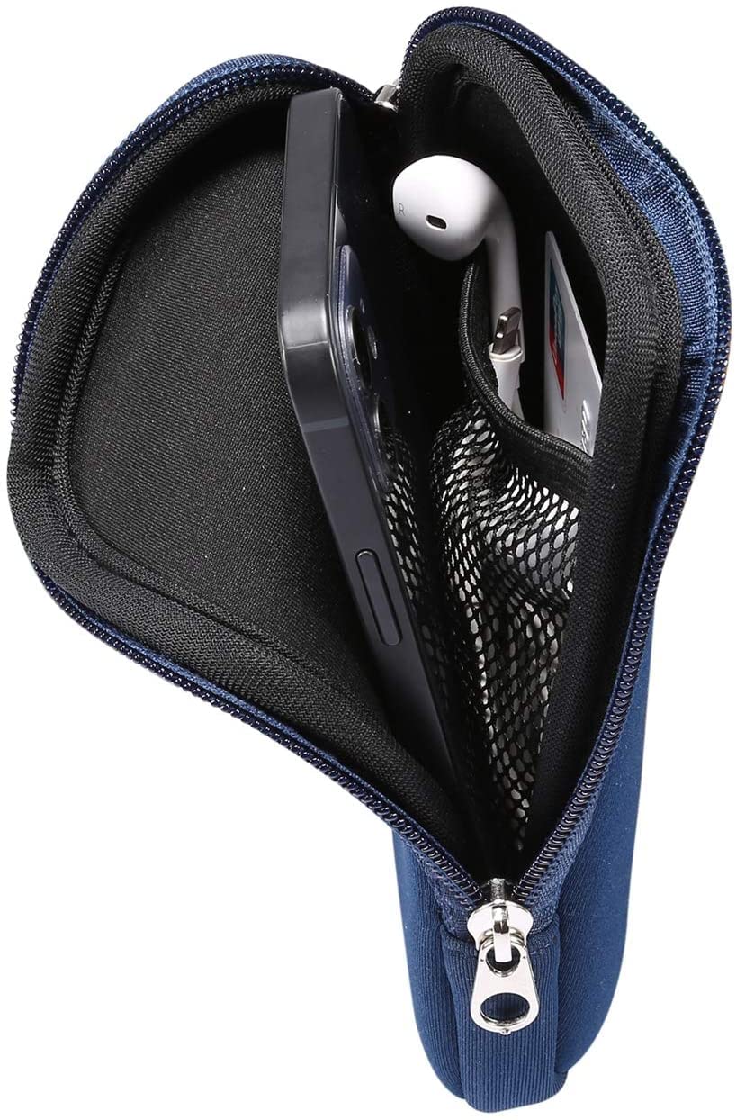 Waterproof Neoprene Phone Pouch with Adjustable Lanyard - Compatible with iPhone 15/14/13/12/11, Samsung Galaxy S22/S21/S10/S9/S8, Google Pixel 5/4a & Motorola E6 - Shockproof Protective Sleeve for Travel, Gym & Outdoor Activities (Blue)
