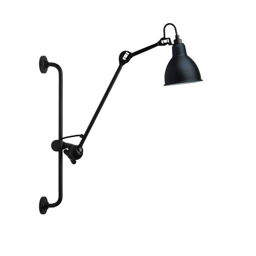Nordic Retractable Wall Lamp - Adjustable Swing Arm Sconce, Vintage Industrial Style for Living Room & Bedroom, Black - Perfect for Reading Nook, Home Office, or Accent Lighting