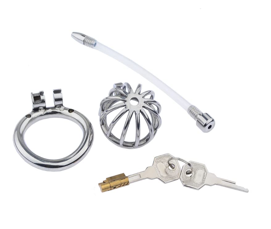 Men's Chastity Cage with Silicone Tube - 45mm Dark Design for Comfort & Discreet Wear | Secure Lock for Couples Bondage, BDSM & SM Play | Ideal for Long-Term Wear, Roleplay & Power Exchange Scenes