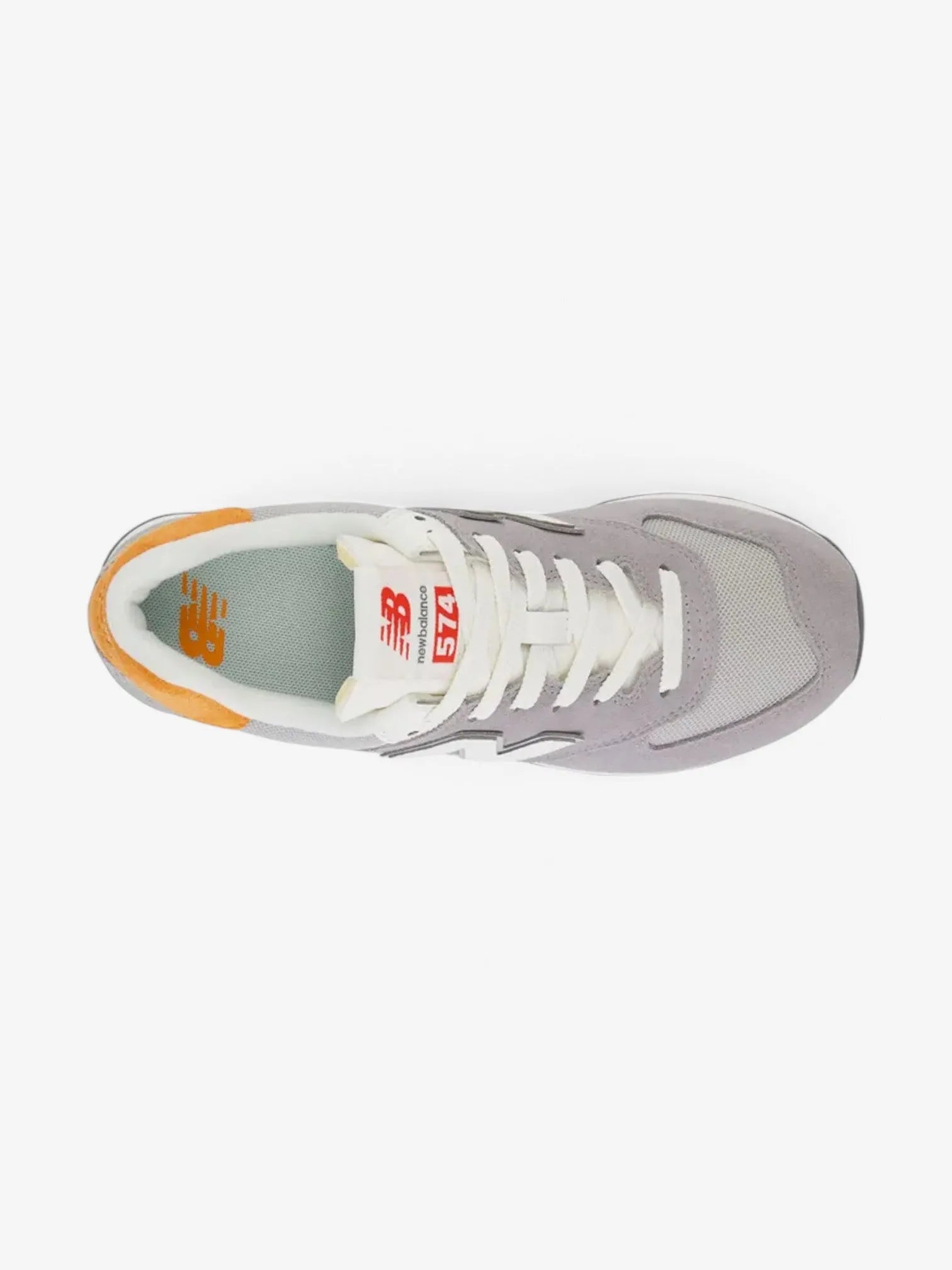 New Balance 574 Women's Running Shoes - Light Gray & Orange Sneakers for Casual Wear, Walking & Gym Workouts