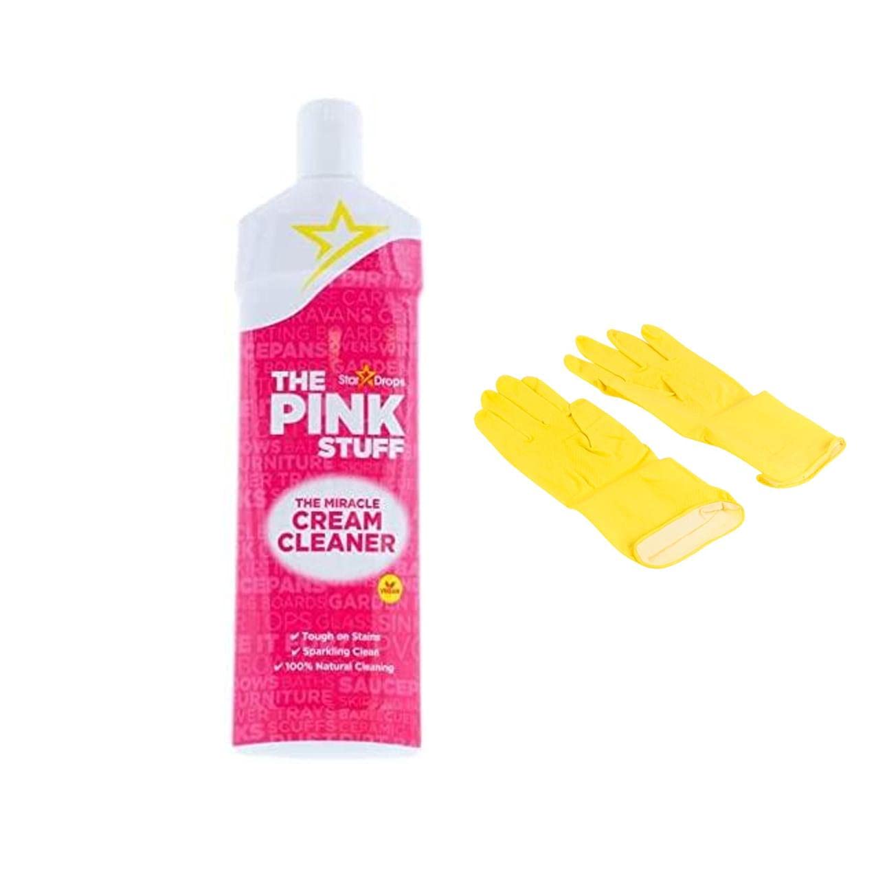 The Pink Stuff Miracle Cream Cleaner - All-Purpose Stain Remover for Kitchen, Bathroom & Home (Includes Bonus Rubber Gloves) | Perfect for Tiles, Sinks, Ovens & Tough Stains