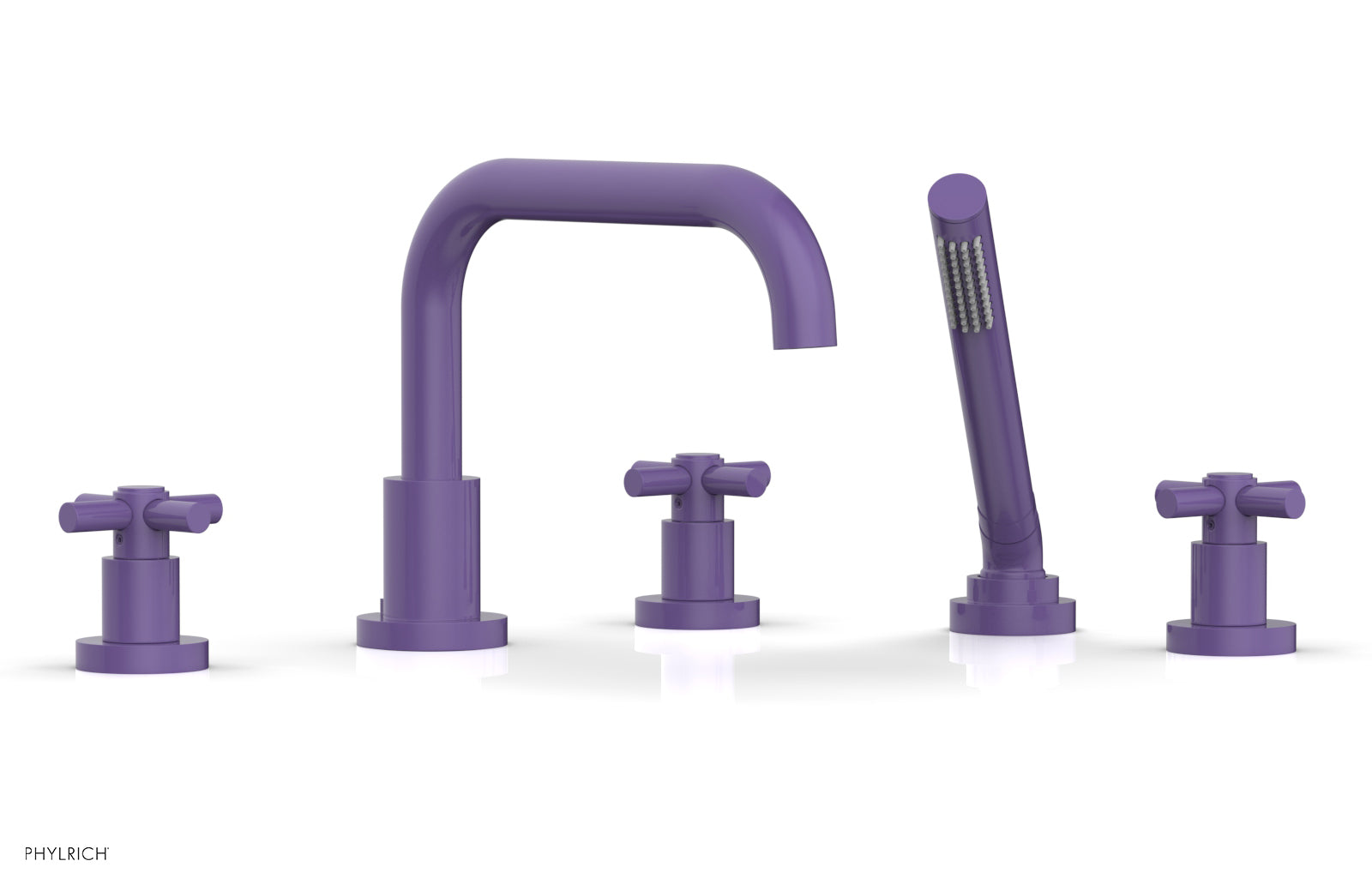 Premium Deck Mount Tub Faucet with Hand Shower - D2136D1 Tubular Cross Handles for Bathroom Sink & Bathtub | Perfect for Modern Home Renovation & Spa-Like Bathing Experience
