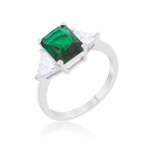 Exquisite Classic Emerald Green Sterling Silver Engagement Ring for Women – Perfect for Proposals, Anniversaries & Special Occasions