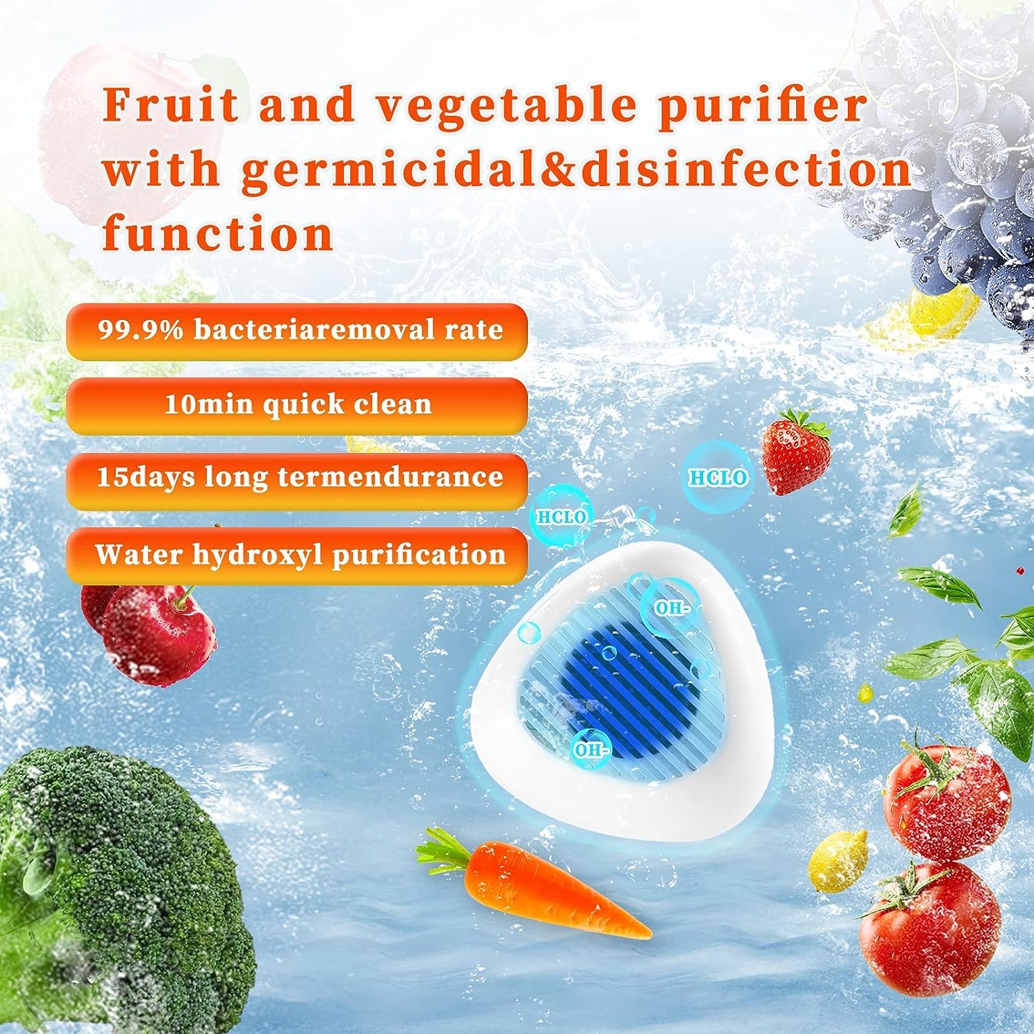 Best Fruit and Vegetable Washing Machine - Deep Cleaning Food Cleaner Device for Fruits, Vegetables & Seafood | Extends Shelf Life | Perfect for Home Kitchen, Restaurant & Organic Food Prep