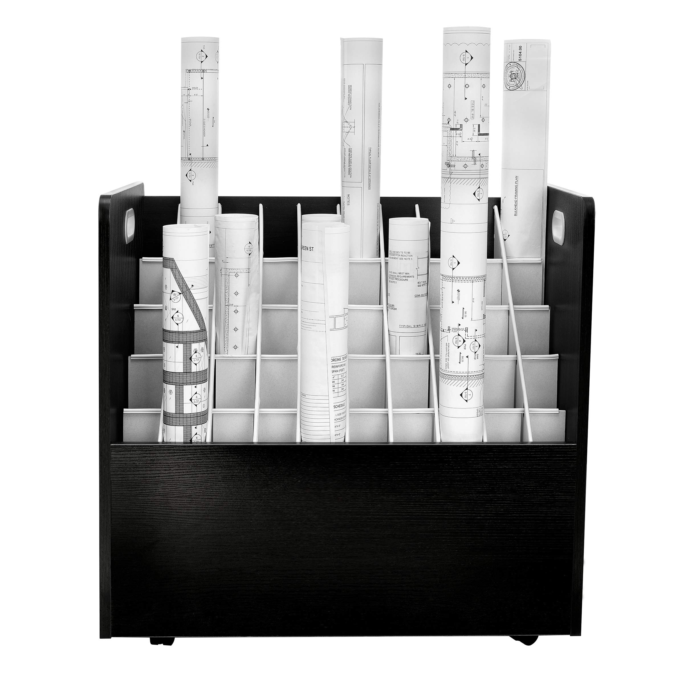 Adir Mobile Blueprint Roll File Holder - 50 Slots & 20 Slots Bundle (Black) - Perfect for Architects, Engineers & Construction Sites - Organize Large Documents & Blueprints with Ease