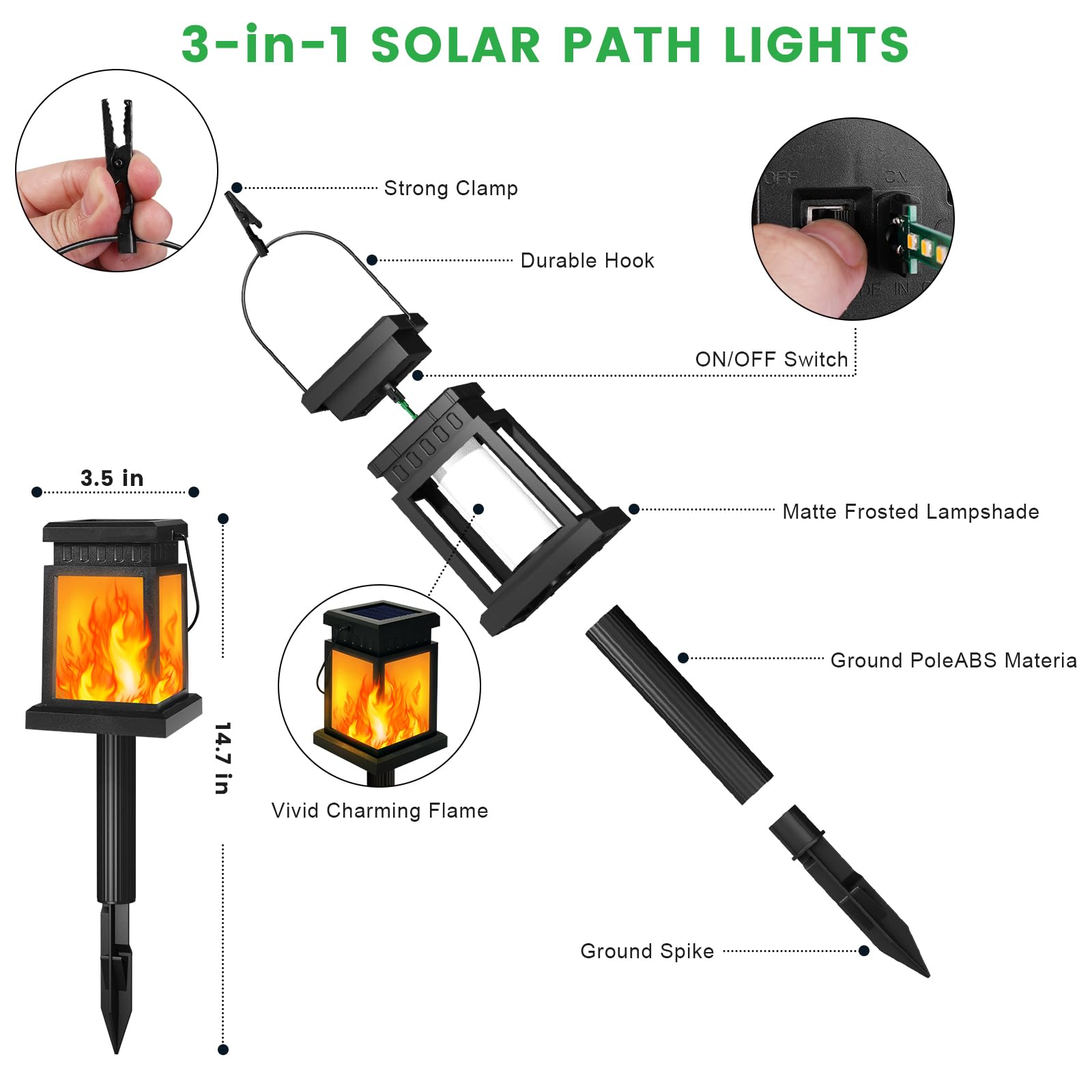 2 Pack Solar Hanging Lanterns - Waterproof Outdoor Flickering Flame Lights for Garden, Patio, Yard, Deck & Camping | Perfect for Landscape Lighting, Tent Ambiance & Umbrella Decor