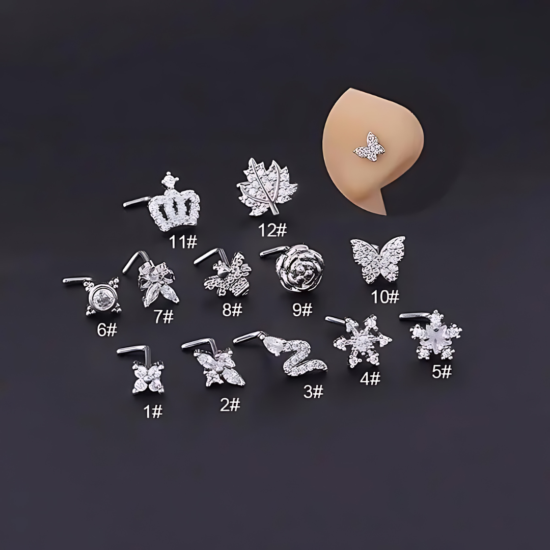 20G Hypoallergenic Rose Leaf Nose Studs - Surgical Steel Nose Ring for Sensitive Skin | Perfect for Everyday Wear, Parties & Special Occasions | HSPJ700