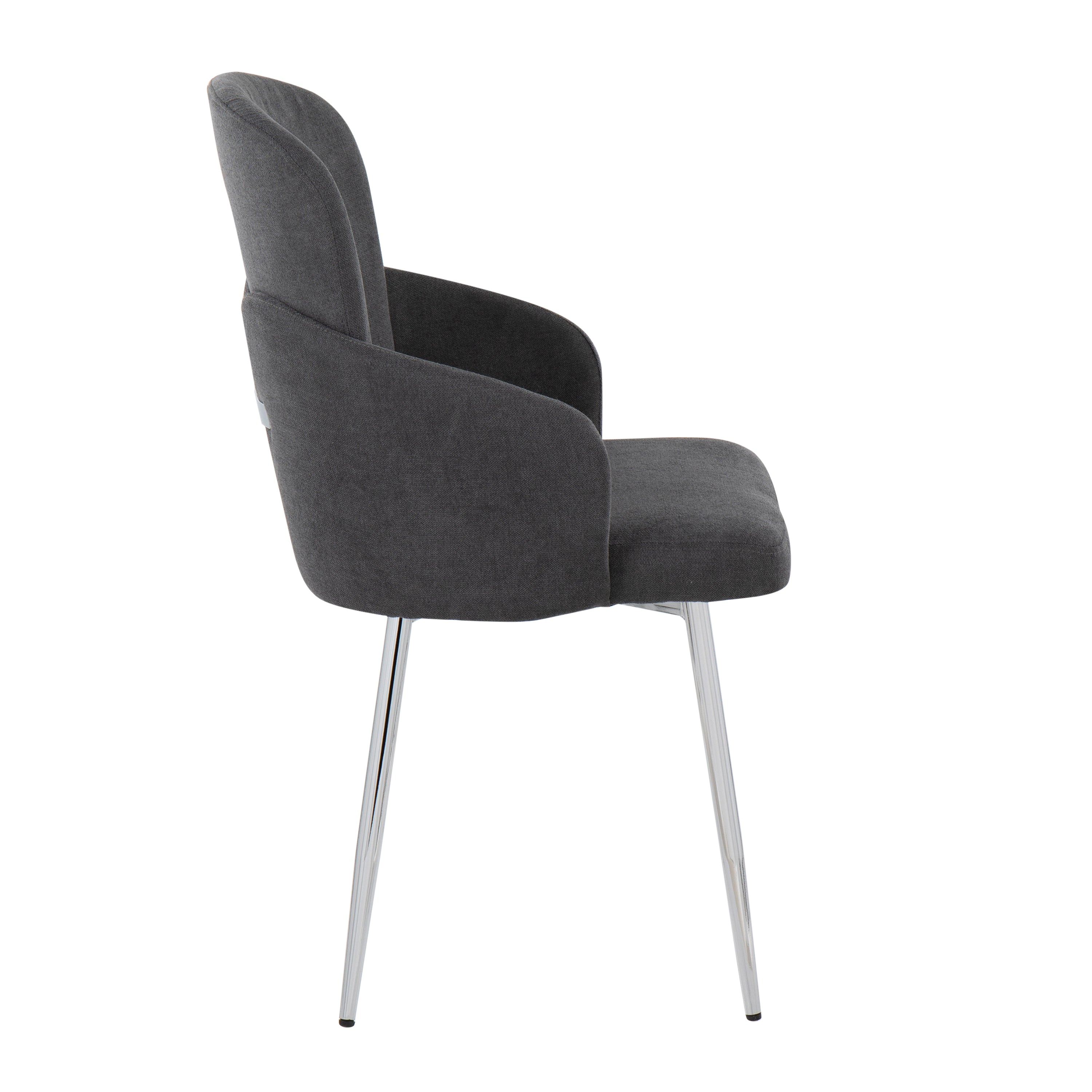 LumiSource Modern Dahlia Dining Chairs Set of 2 - Chrome Metal Frame with Grey Fabric Upholstery - Perfect for Kitchen, Dining Room & Contemporary Home Decor