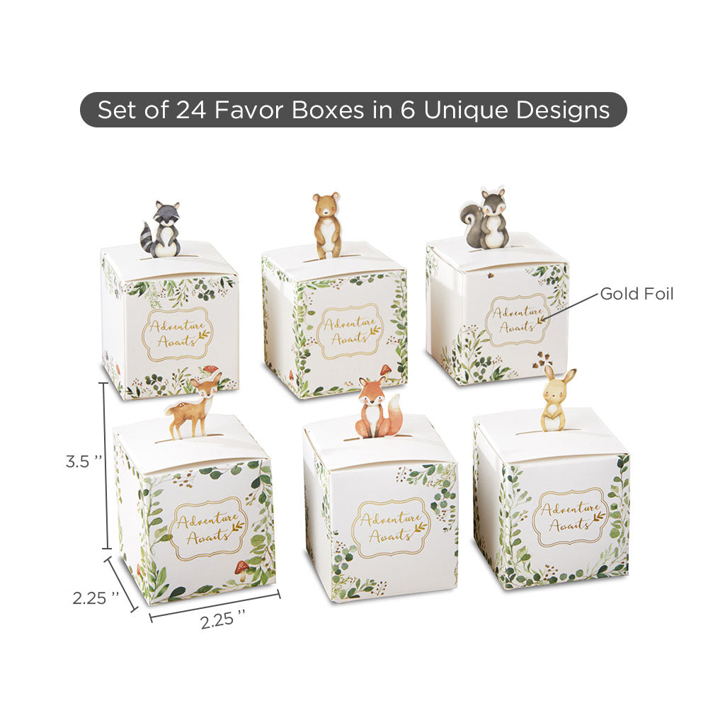 Woodland Baby Shower Favor Boxes - Set of 24 Adorable Forest-Themed Gift Boxes for Baby Showers, Birthday Parties & Gender Reveals