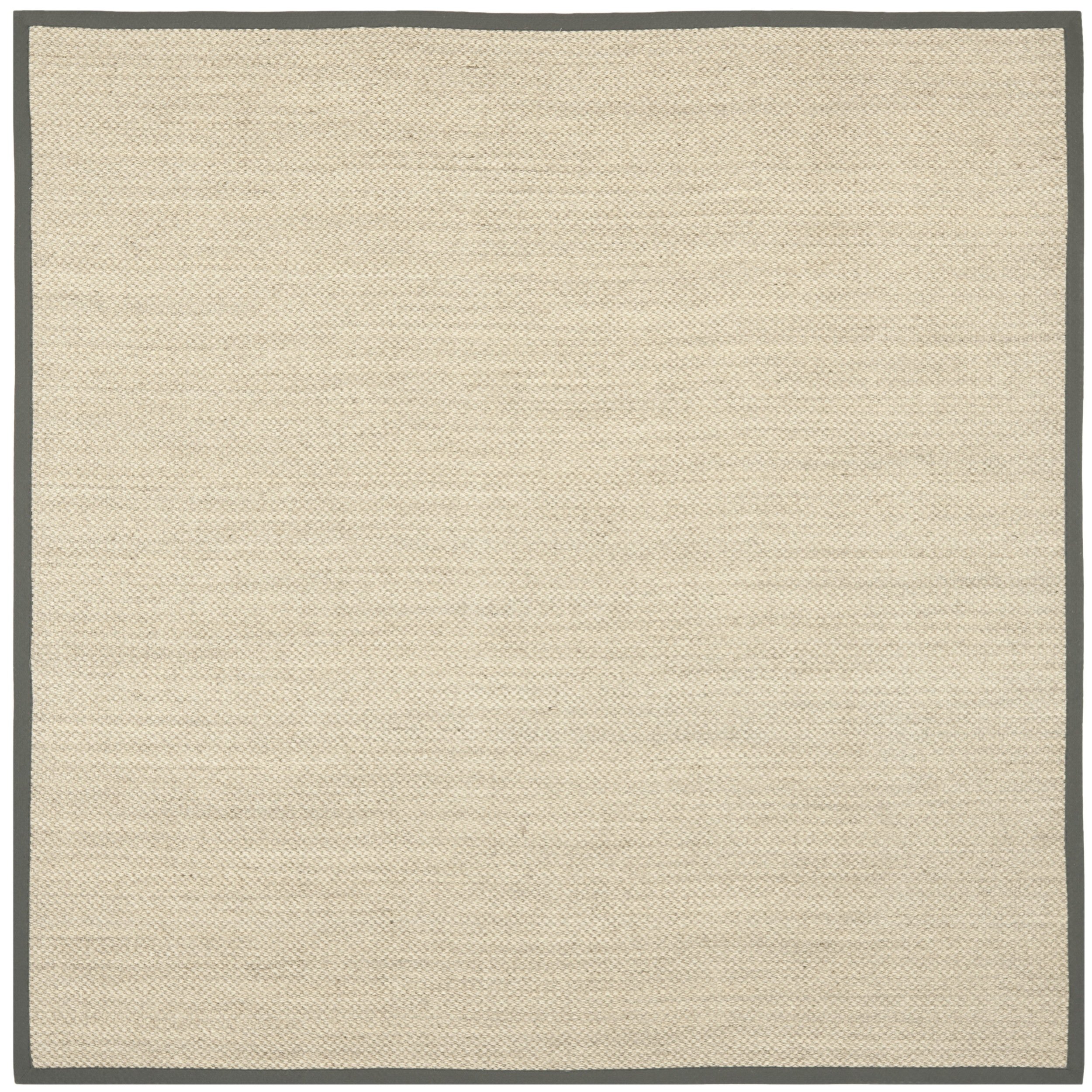 SAFAVIEH Natural Fiber Collection 8'x8' Square Marble Grey NF443B Border Sisal Area Rug - Perfect for Living Room, Bedroom & Home Decor