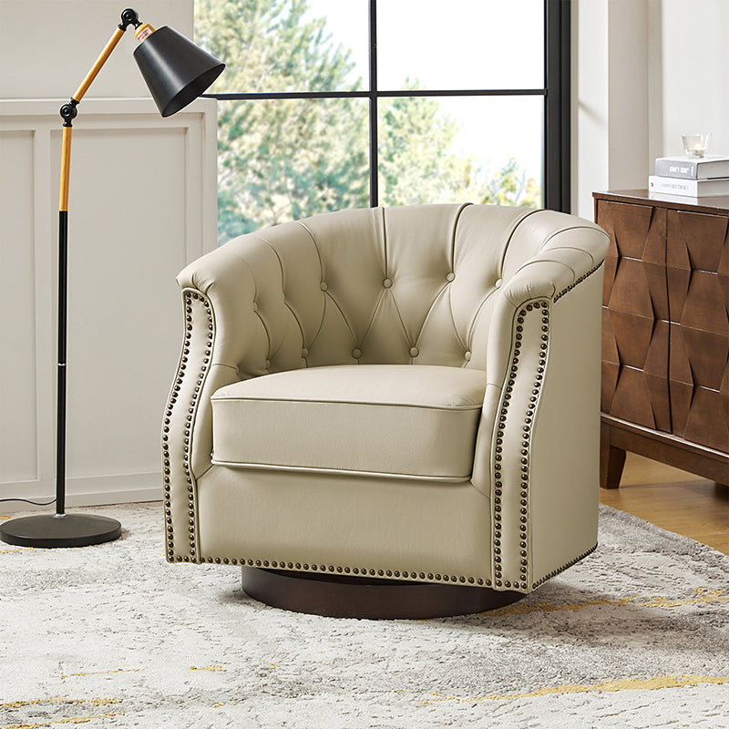 Morris Chesterfield Traditional Rocker Button Tufted Swivel Chair - Classic Leather Upholstered Recliner for Living Room, Office & Study - Perfect for Relaxing, Reading & Entertaining Guests