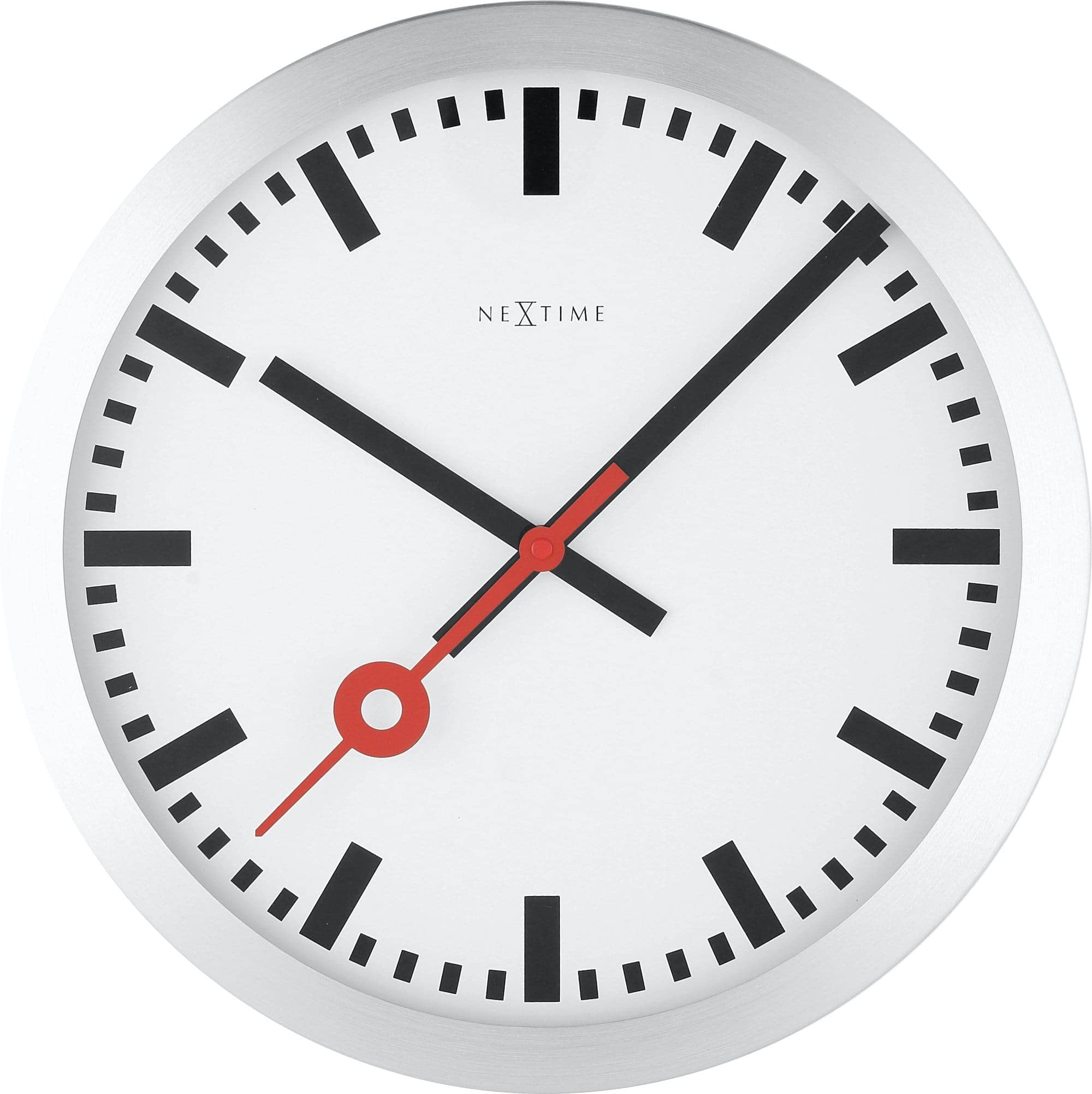 Nextime Unek Goods Station Wall Clock - Round White Face Battery Operated Wall Clock for Home, Office & Classroom Decor