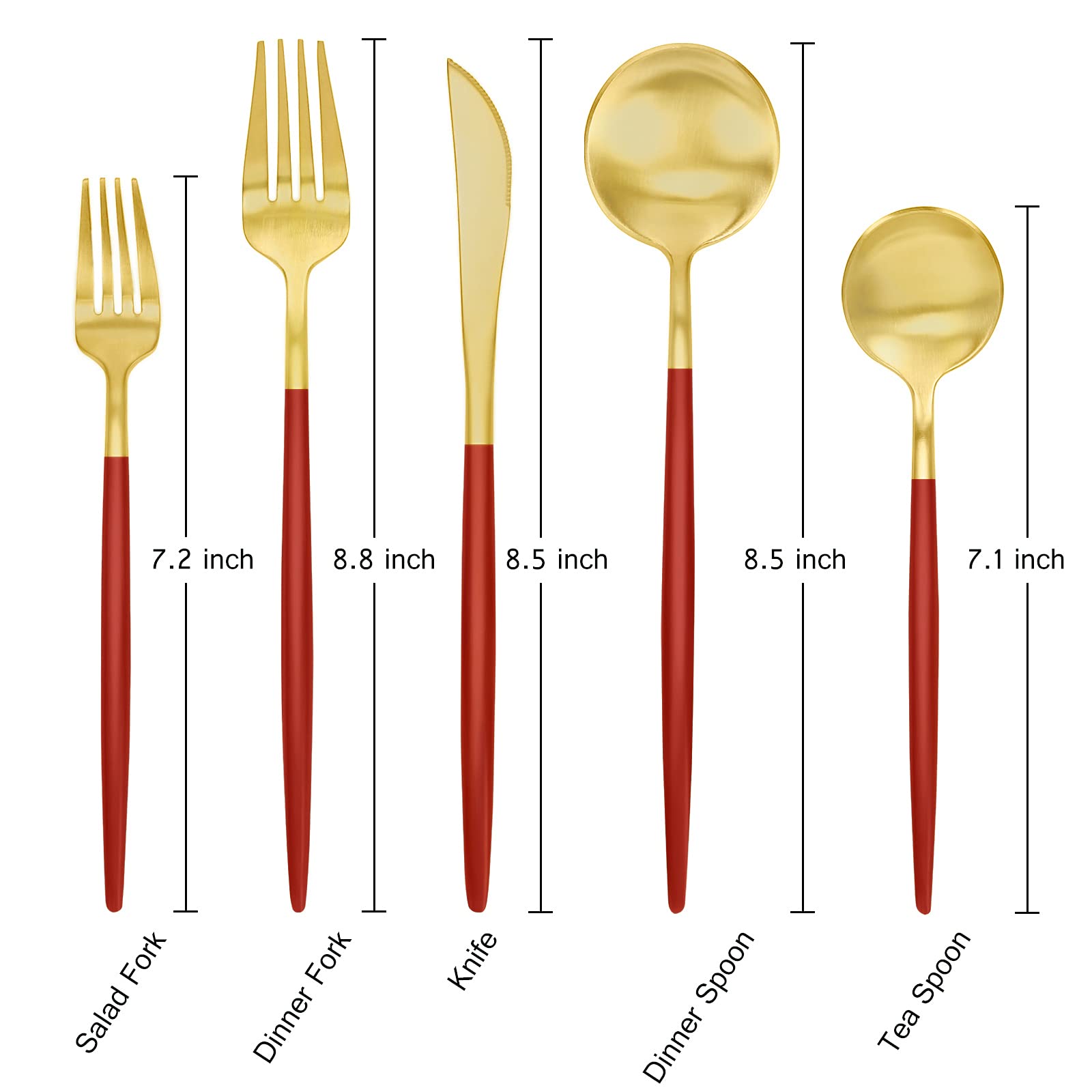 FAMEWARE 30-Piece Matte Red Gold Silverware Set - Stainless Steel Flatware for 6, Satin Finish Kitchen Utensils & Dishwasher Safe Tableware | Perfect for Dinner Parties, Wedding Gifts & Upscale Dining