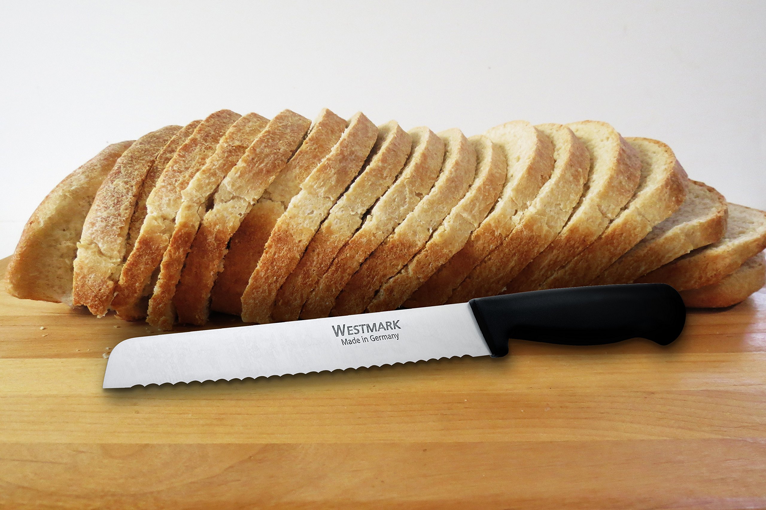 Westmark Germany 7.2-inch Stainless Steel Bread Knife - Ergonomic Black Handle for Effortless Slicing | Perfect for Baguettes, Sourdough & Homemade Bread Baking