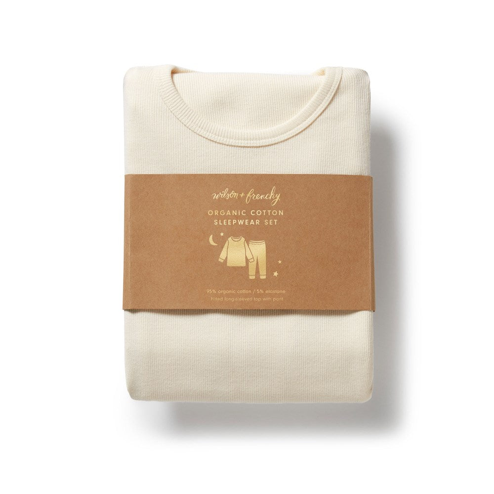 Organic Buttermilk Rib Long Sleeve Pajamas for Women - Soft & Comfortable Sleepwear for Nighttime Relaxation and Lounging