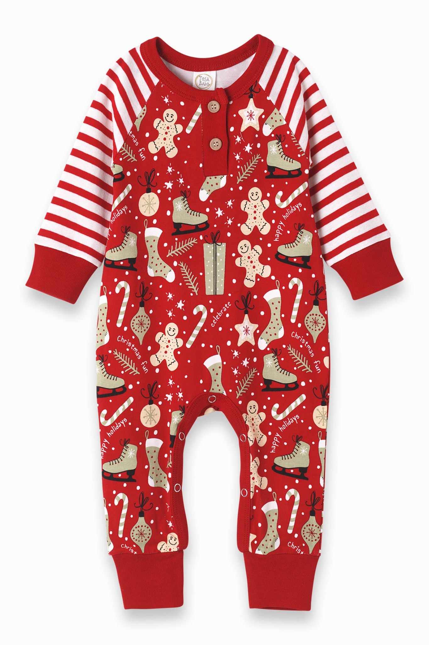 Christmas Joy Henley Romper for Baby Boys - Soft Cotton Holiday Outfit for Infants & Toddlers - Perfect for Family Photos, Holiday Parties & Christmas Morning