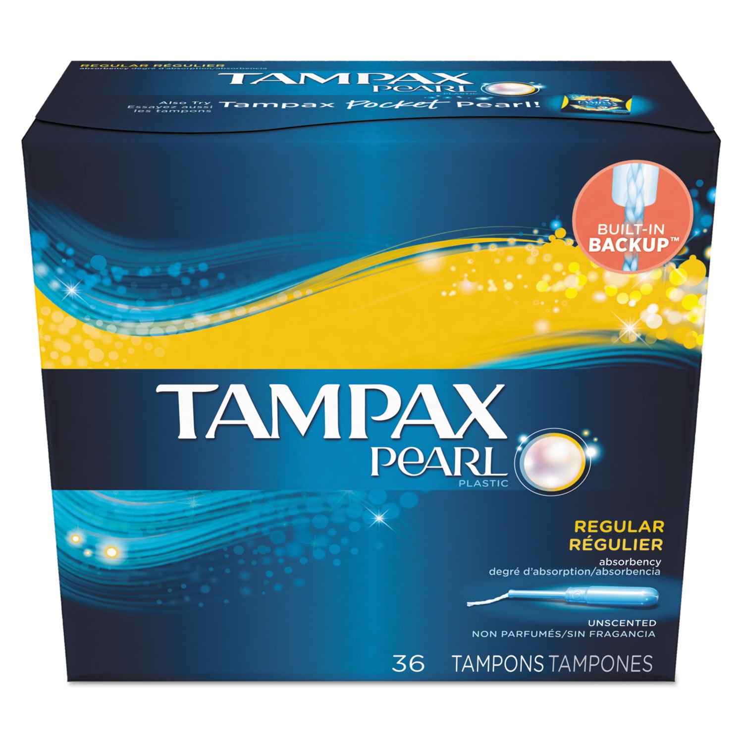 Tampax Pearl Regular Absorbency Tampons - 36 Count per Box, 12 Boxes per Carton (PGC71127) | Comfortable & Reliable Protection for Daily Use, Sports & Active Lifestyles
