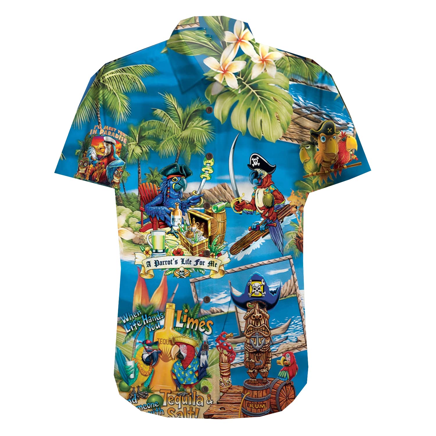 Stylish Men's Hawaiian Shirts with Parrot & Macaw Prints - Short Sleeve Button Down Shirt Set of 24 - Perfect for Beach Vacations, Summer Parties & Tropical Getaways