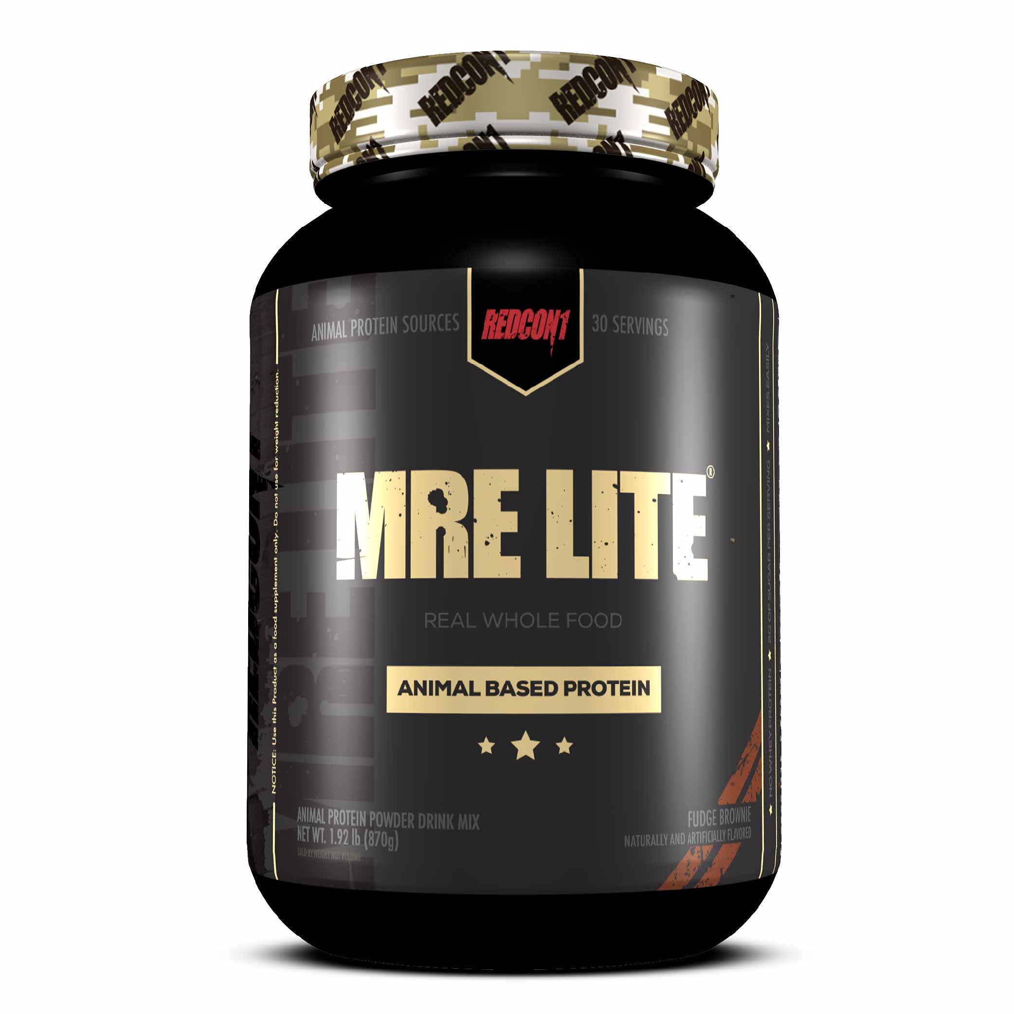 Redcon1 MRE Lite Protein Powder - Animal-Based Protein, No Whey, No Bloating, Keto-Friendly, 2G Sugar, 24G Protein Meal Replacement (Fudge Brownie) - Ideal for Post-Workout Recovery, Weight Management & Low-Carb Diets