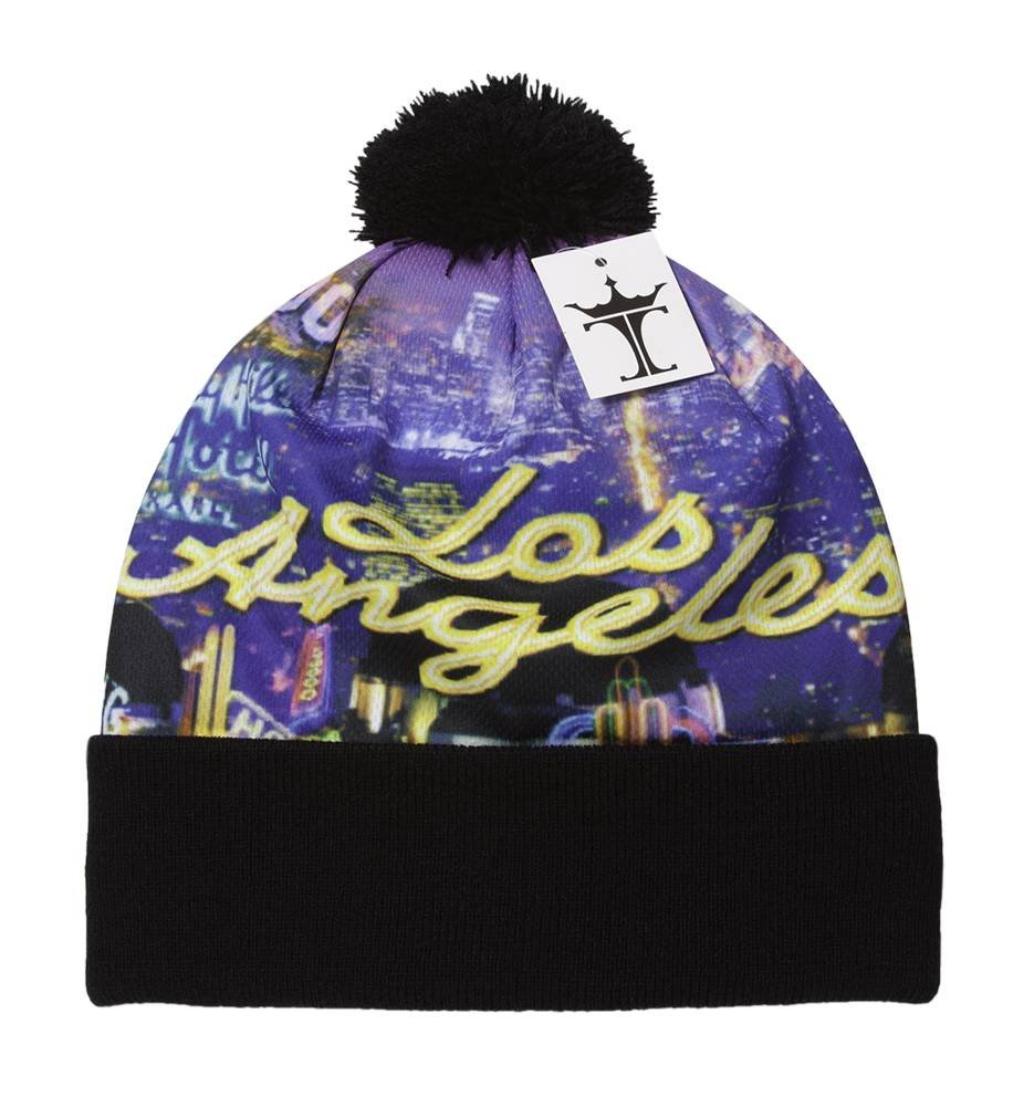 TopHeadwear Sublimation Cuffed Beanie - Los Angeles Inspired Short Black Winter Hat for Men & Women - Perfect for Skiing, Snowboarding & Cold Weather Activities
