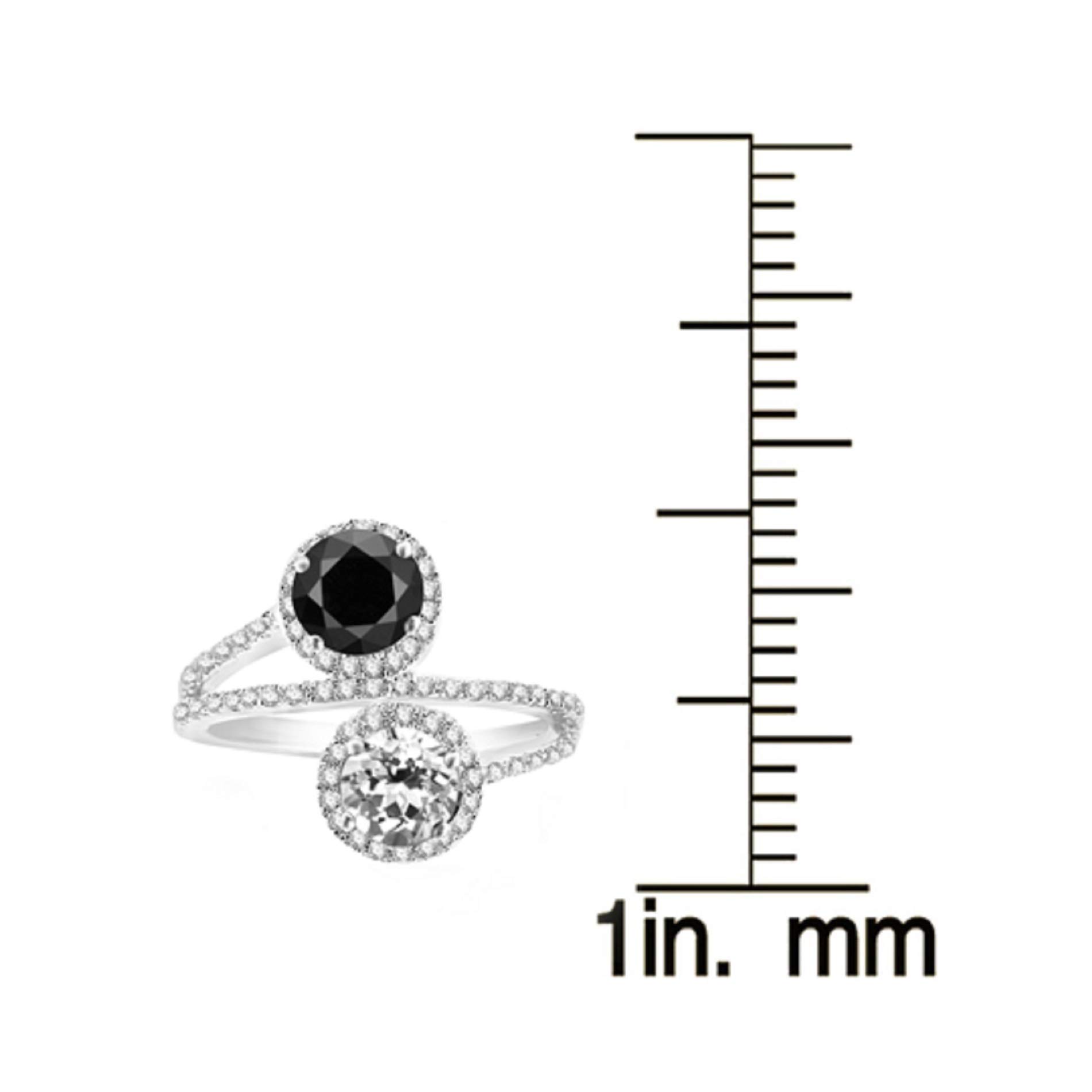 Elegant Sterling Silver Bypass Halo Ring with Natural Black Spinel & White Topaz | Perfect for Engagement, Anniversary & Special Occasion Gifts