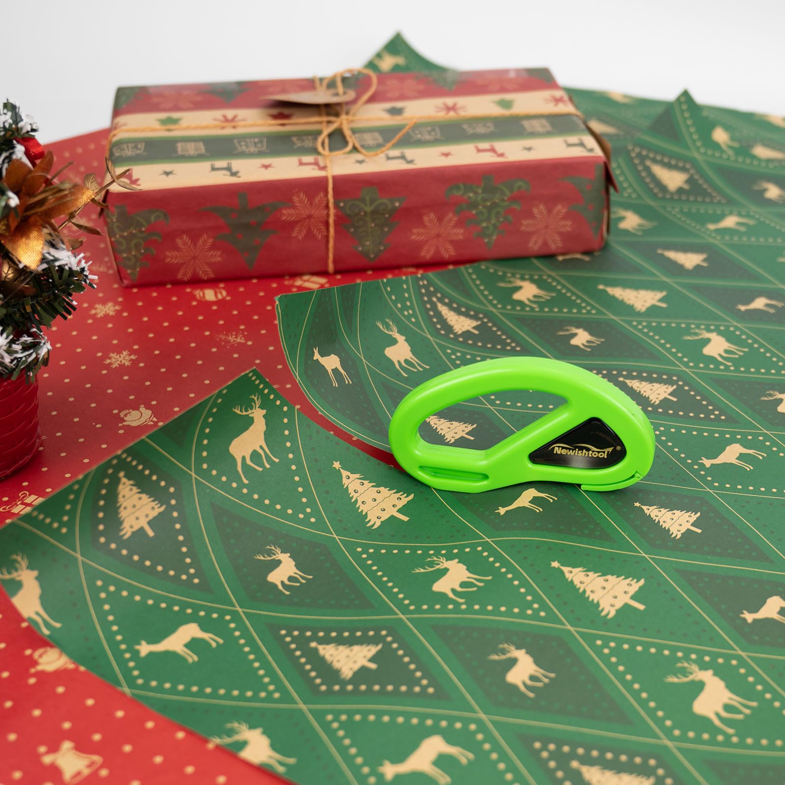 4 Pack Black Gift Wrap Cutter - Safe Christmas Wrapping Paper Cutter Tool for Holiday Presents, Craft Papers & DIY Projects - Includes 2 Sliding Cutter Styles - Perfect for Gift Wrapping, Scrapbooking & Card Making