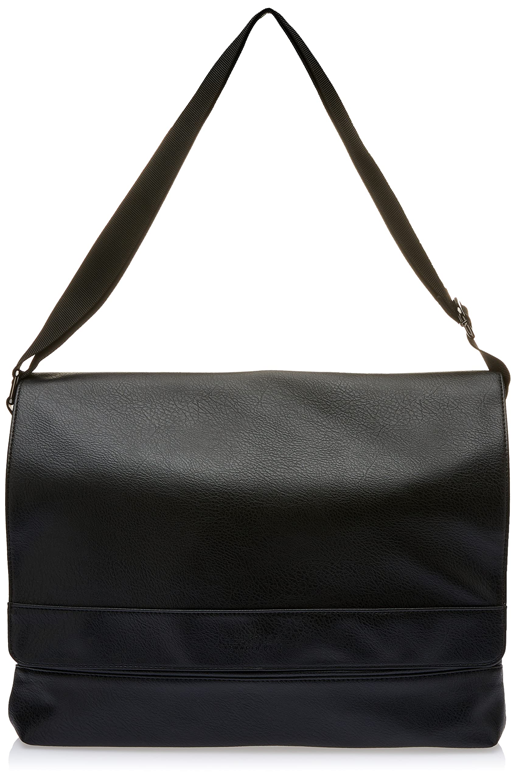 Kenneth Cole REACTION Grand Crossbody Messenger Bag - Vegan Leather Slim Shoulder Bag for Tablet, Laptop, Work & Travel - Black | Perfect for School, Office & Business Commute